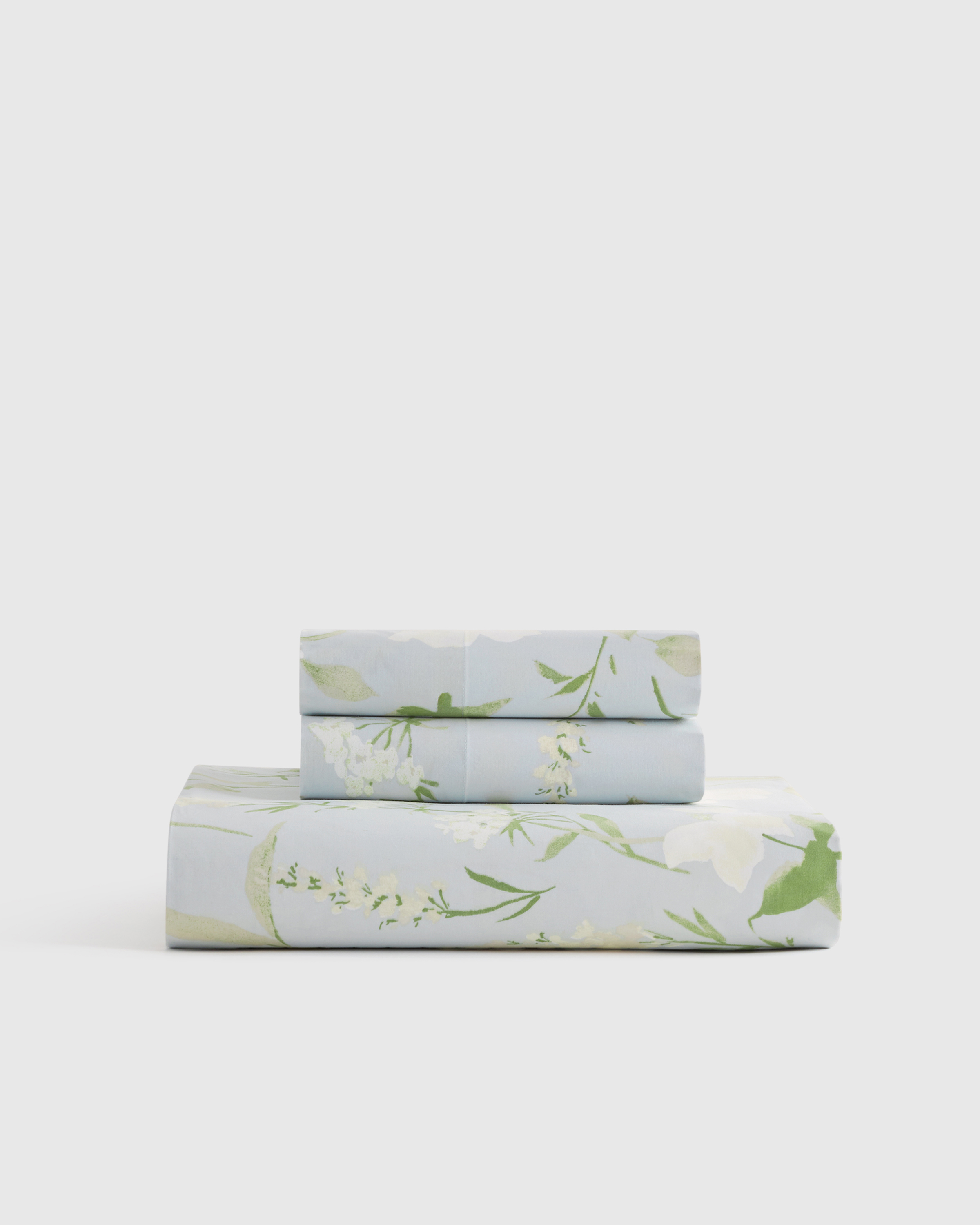 Blue Garden Organic Crisp Percale Floral Fitted Sheet Set