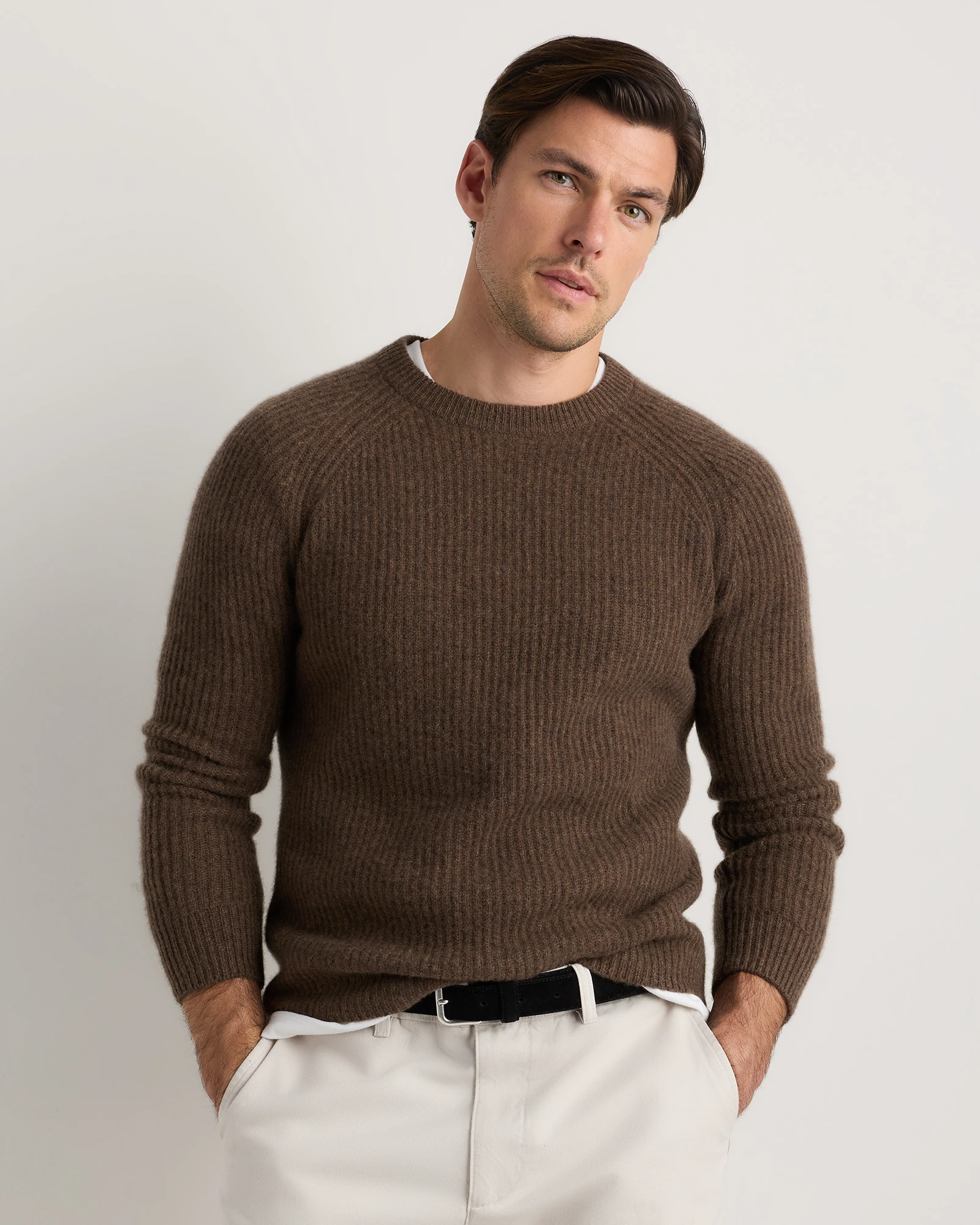 Mongolian Cashmere Fisherman Crewneck Sweater