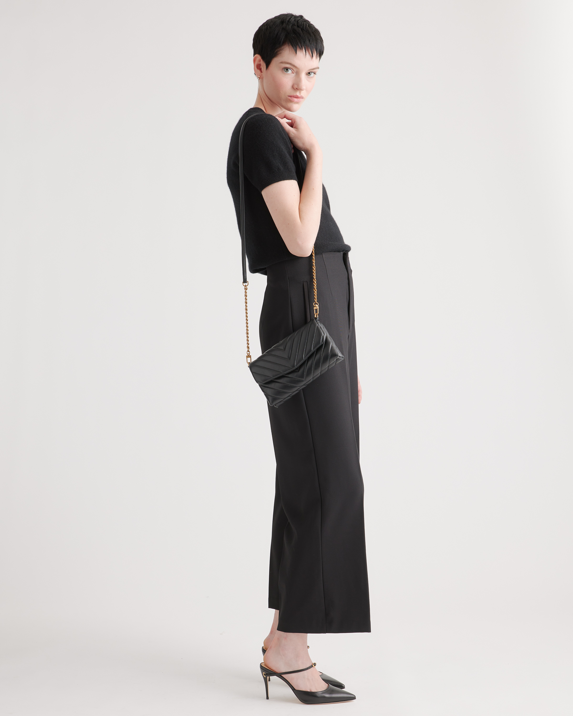 Italian Leather Quilted Wallet Crossbody - Thumbnail 4