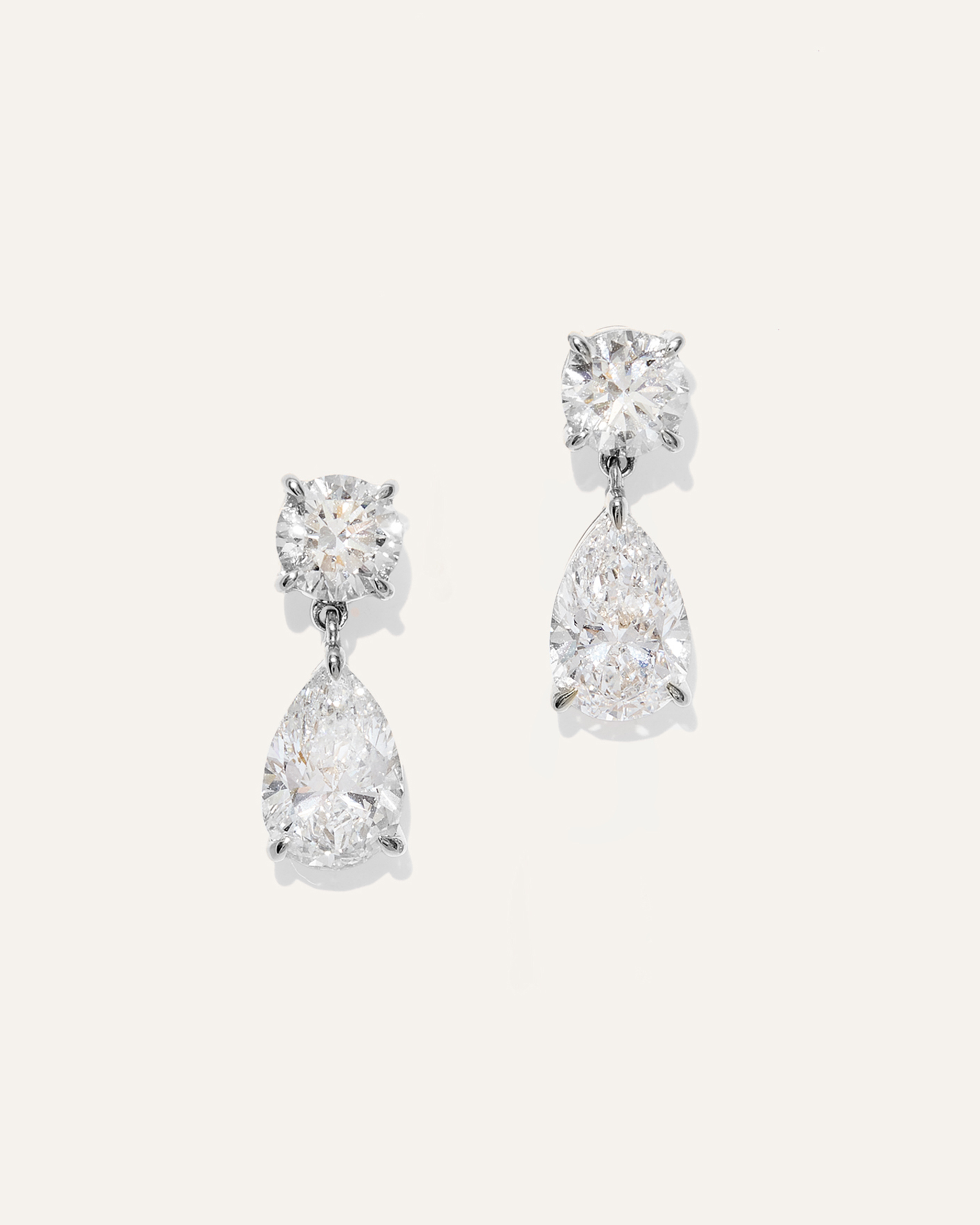 White Gold 14K Gold Lab Grown Diamond Round & Pear Drop Earrings