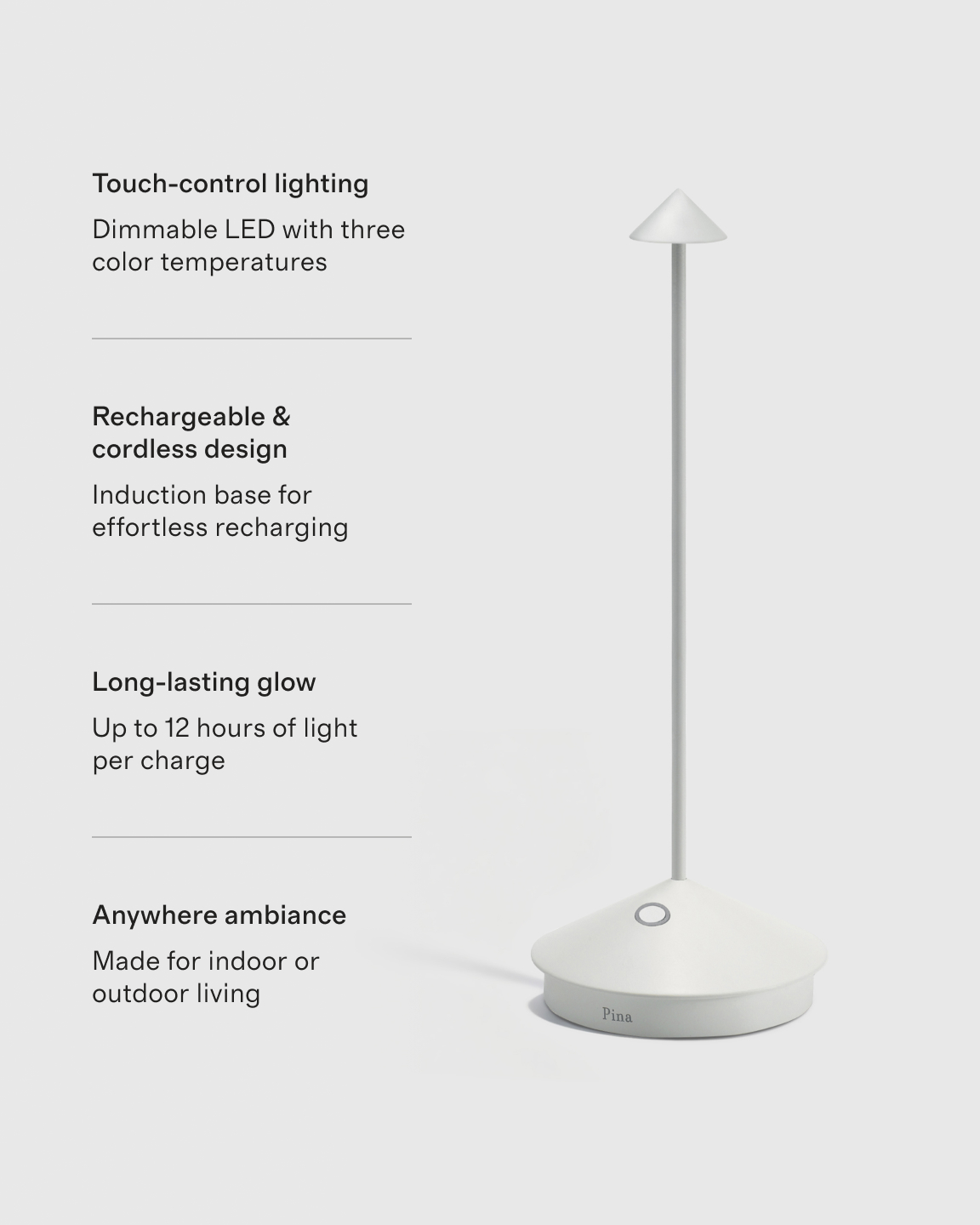 Zafferano Pina Rechargeable LED Table Lamp - thumbnail 4
