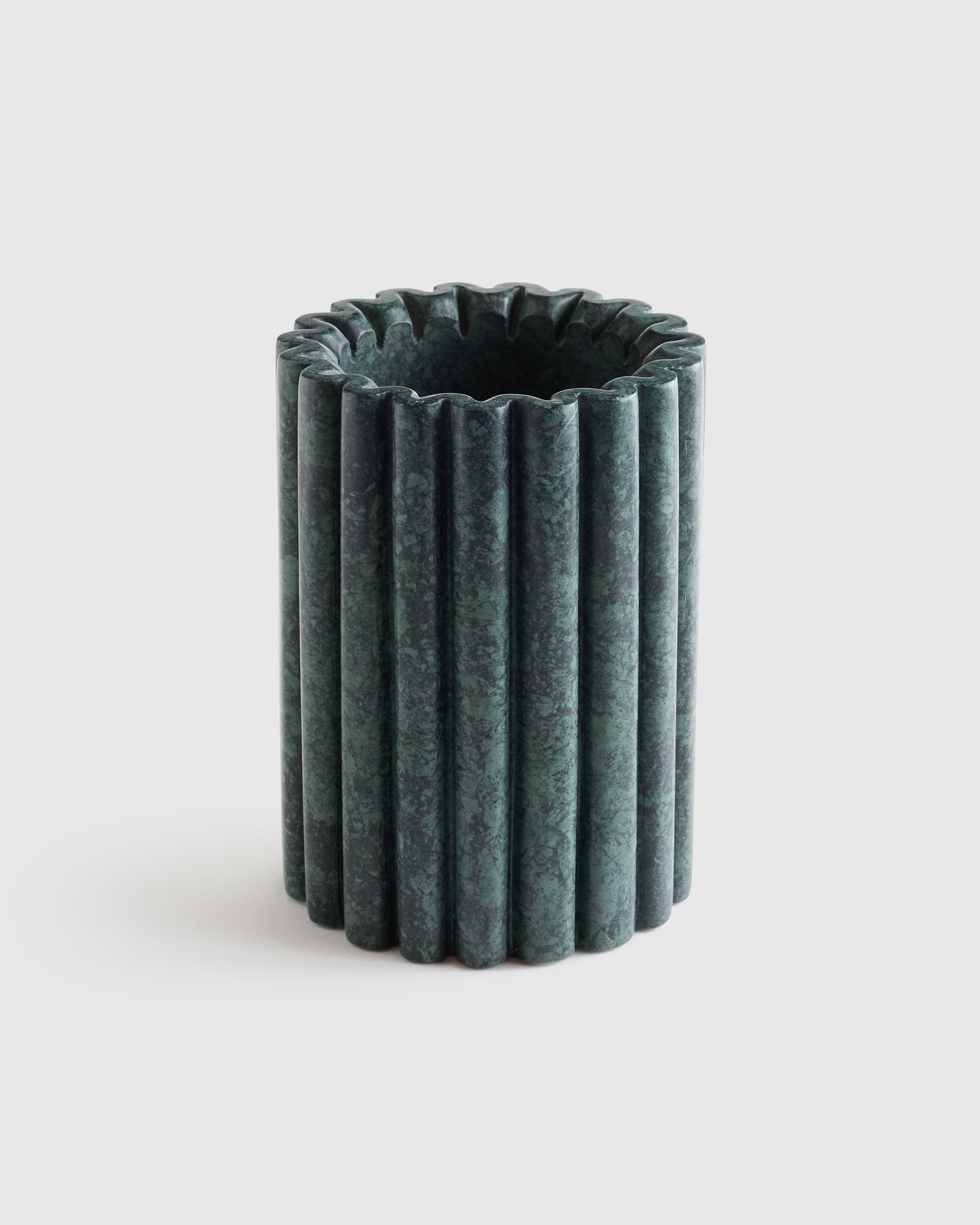 Green Handcrafted Fluted Marble Wine Chiller