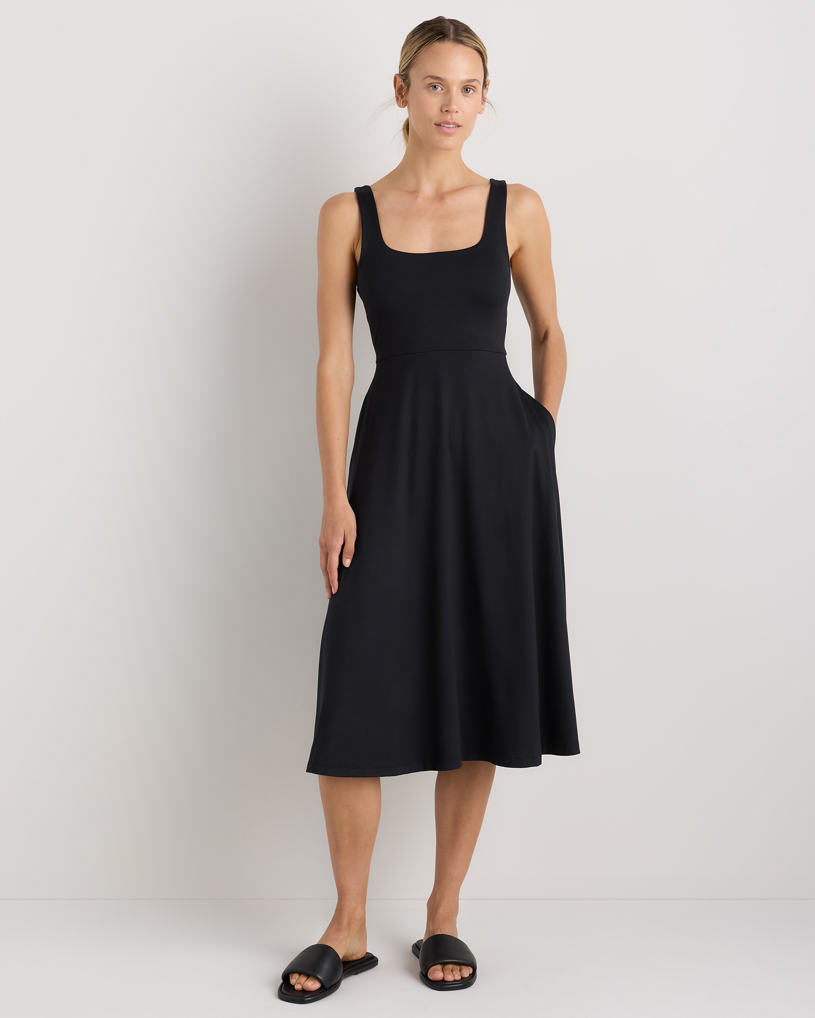 True Black Flowknit Breeze Fit & Flare Dress