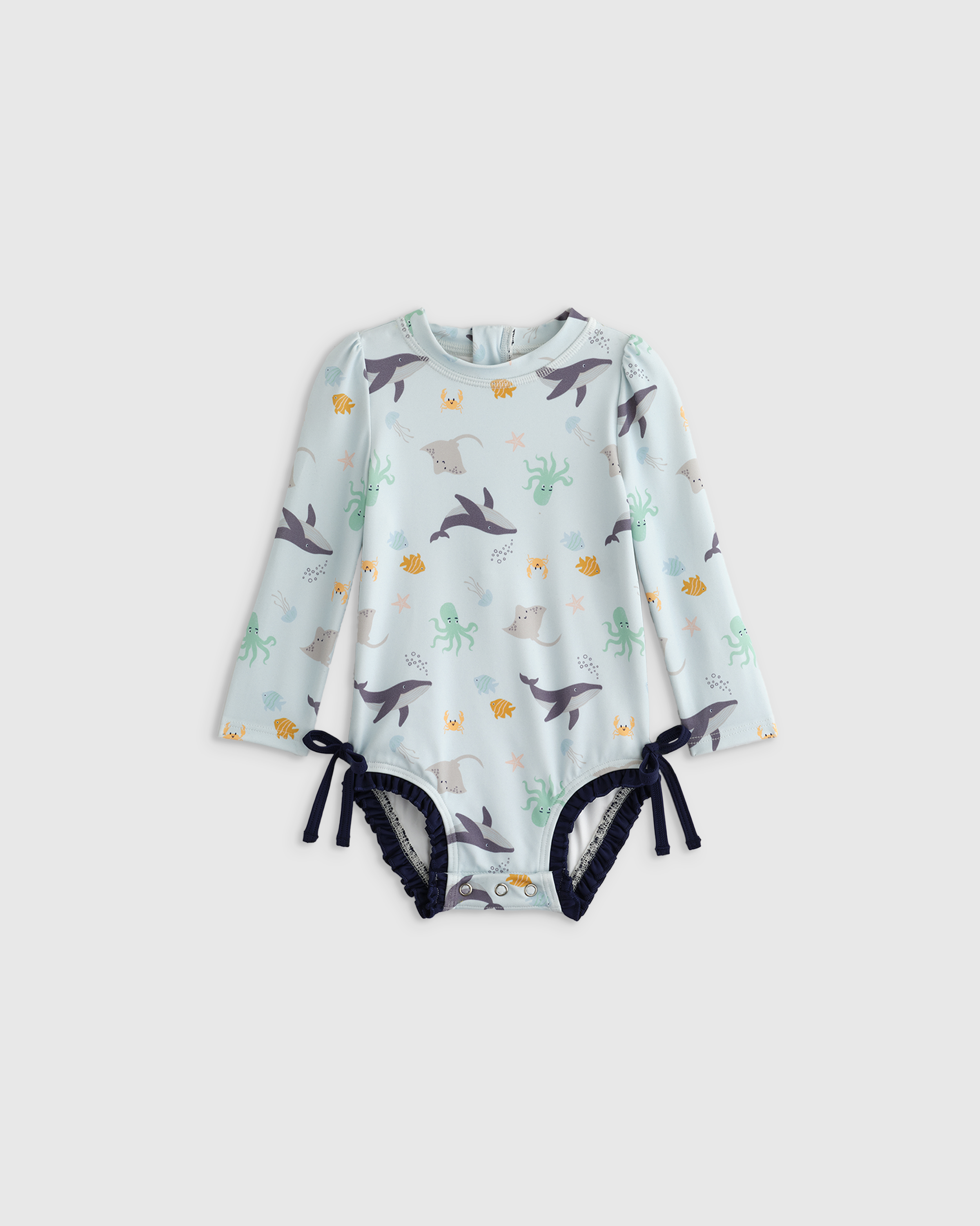 Under the Sea Long Sleeve Tie One-Piece Swimsuit