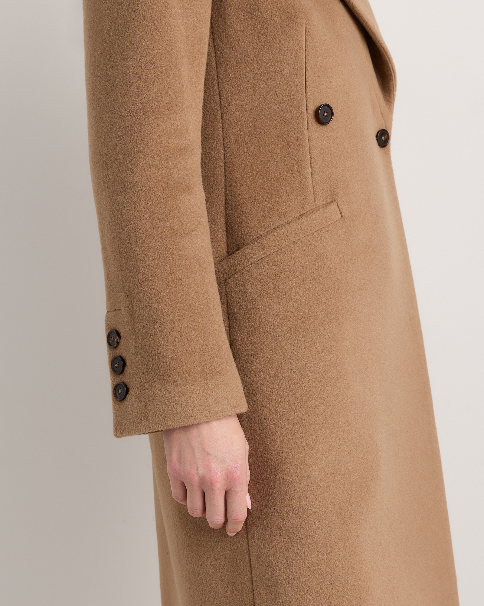 Wool Cashmere Tailored Long Coat in Mocha Brown