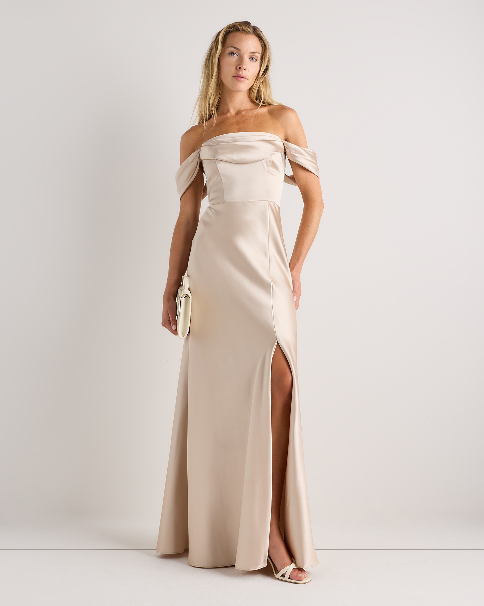 champagne convertible bridesmaid dress Azazie Callie