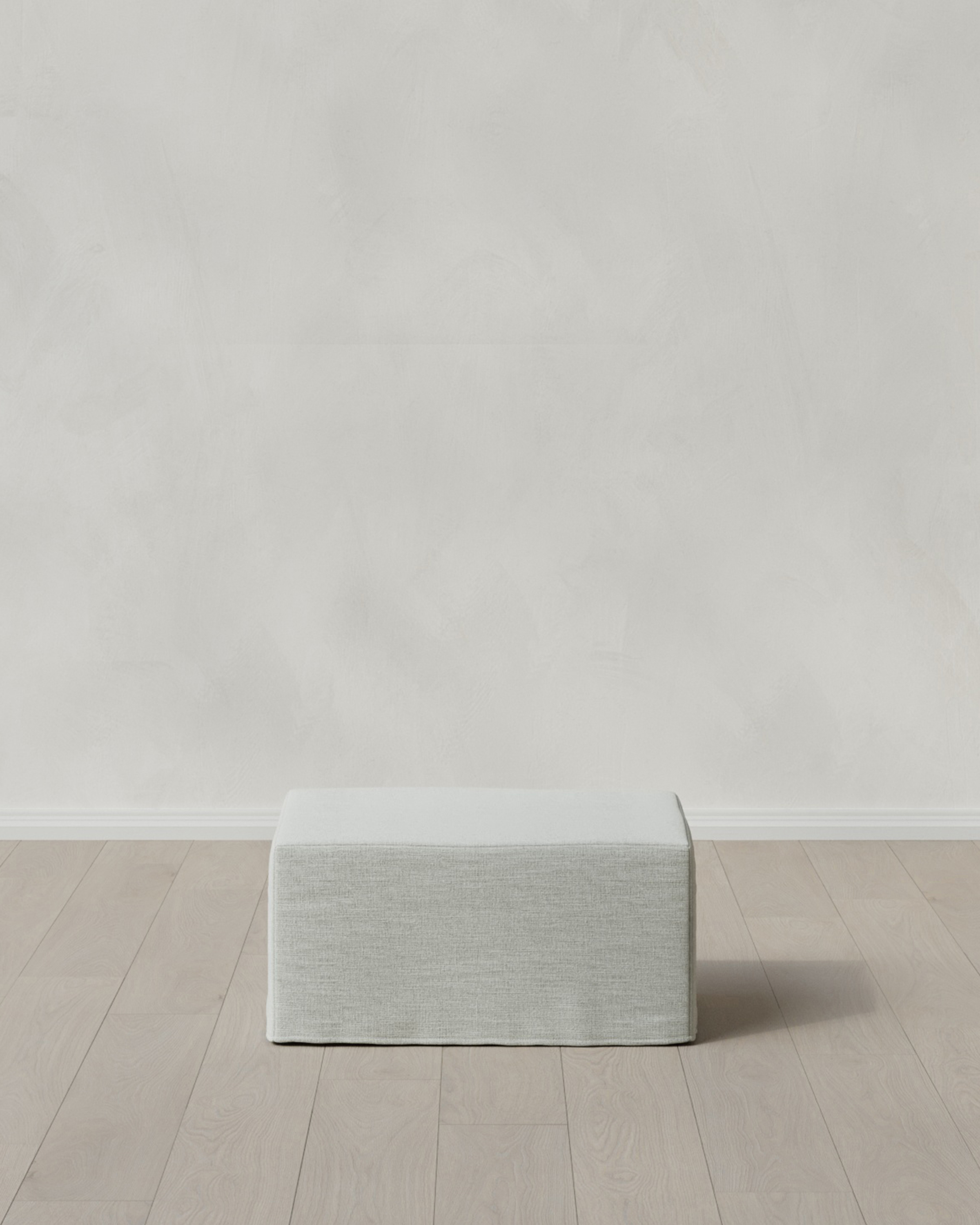 Silver Ellery Slipcover Ottoman in Performance Linen