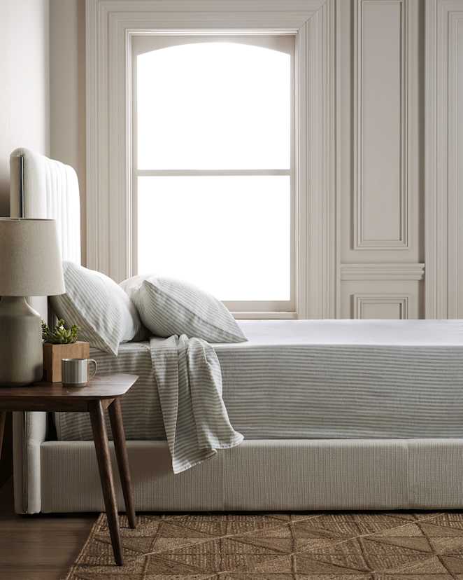 EuropeanLinenStripeSheetSet Mist 293