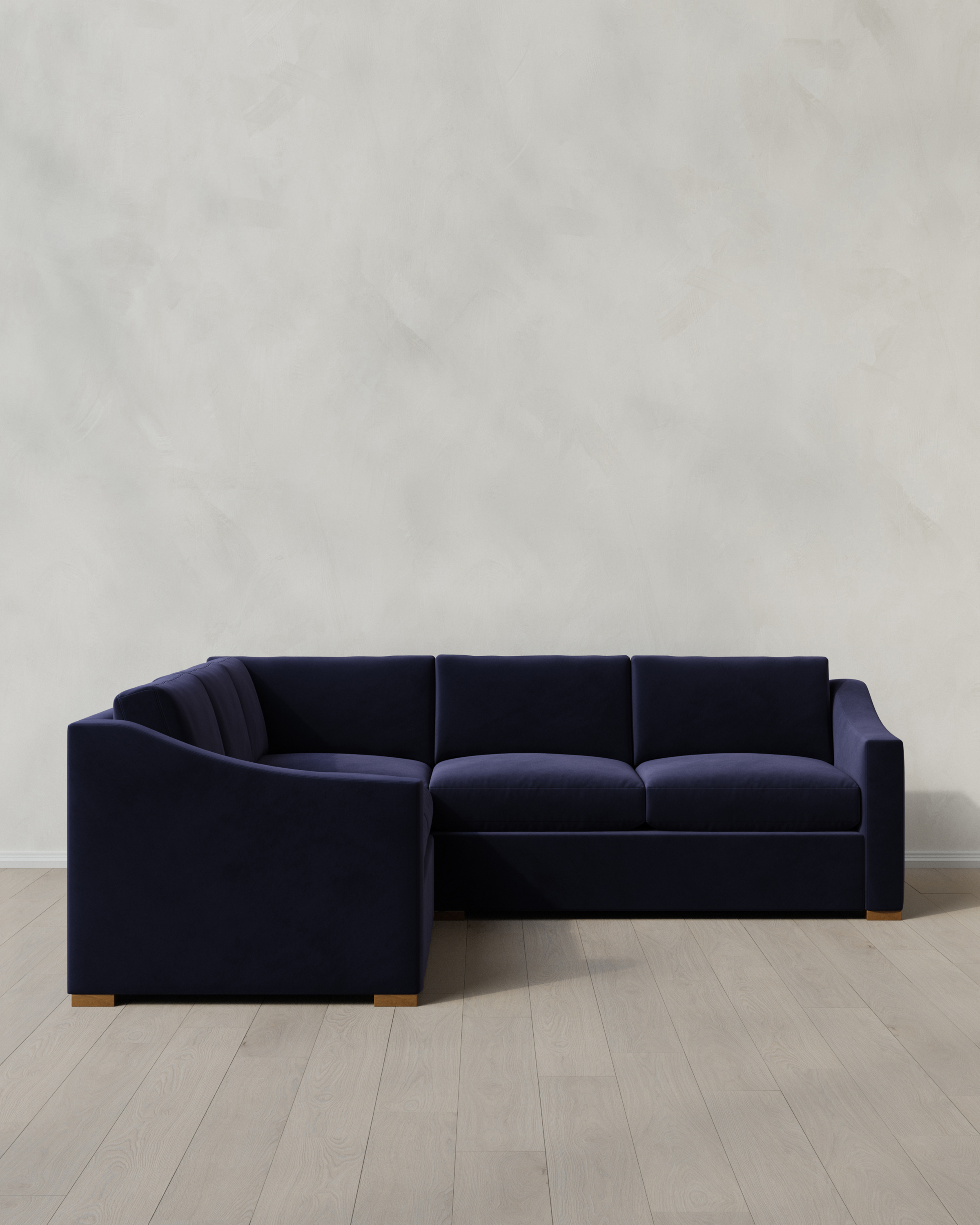 Midnight Hollis Slope Arm L Sectional in Performance Velvet