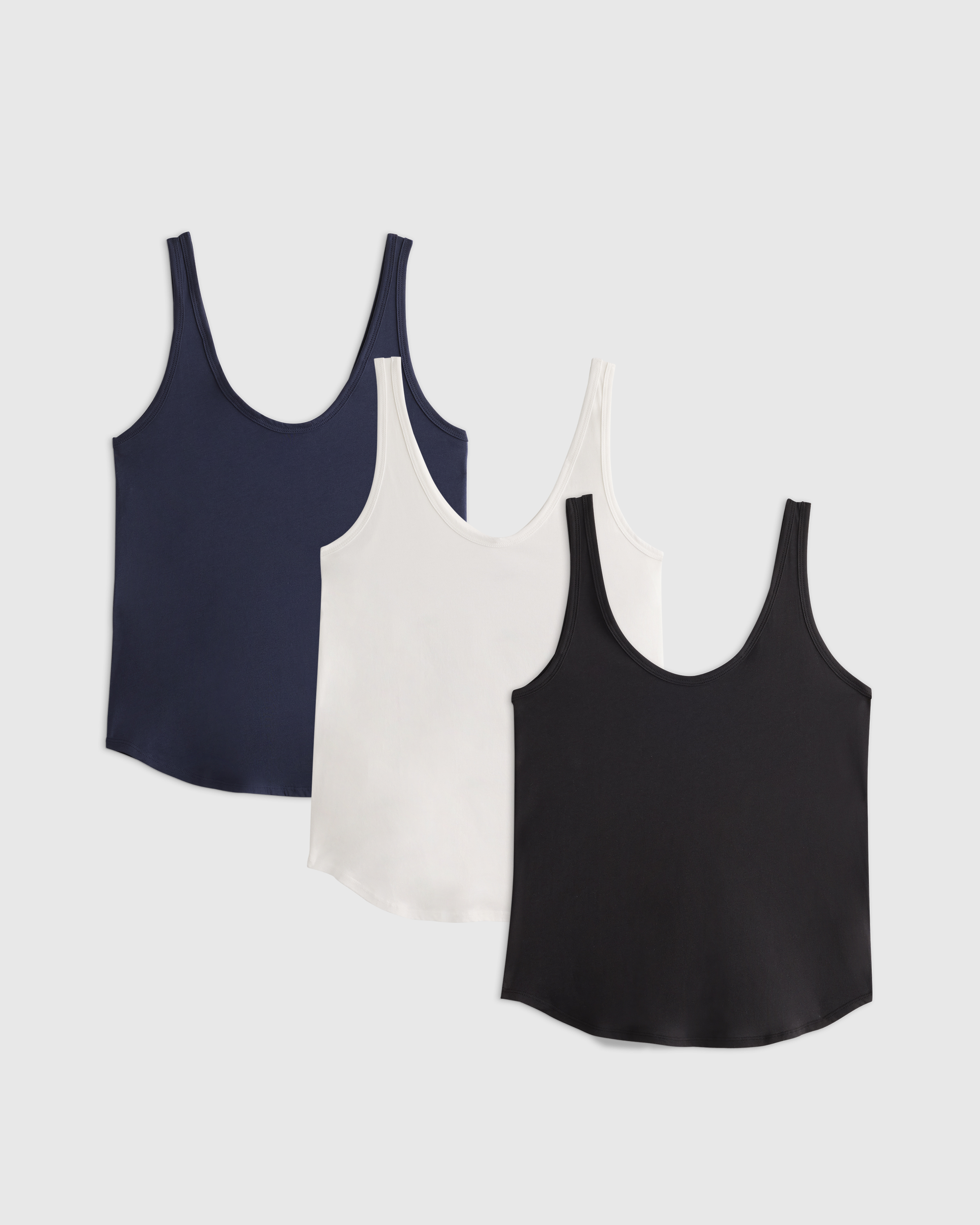 Navy Cotton Modal Double Scoop Neck Tank 3 Pack Bundle