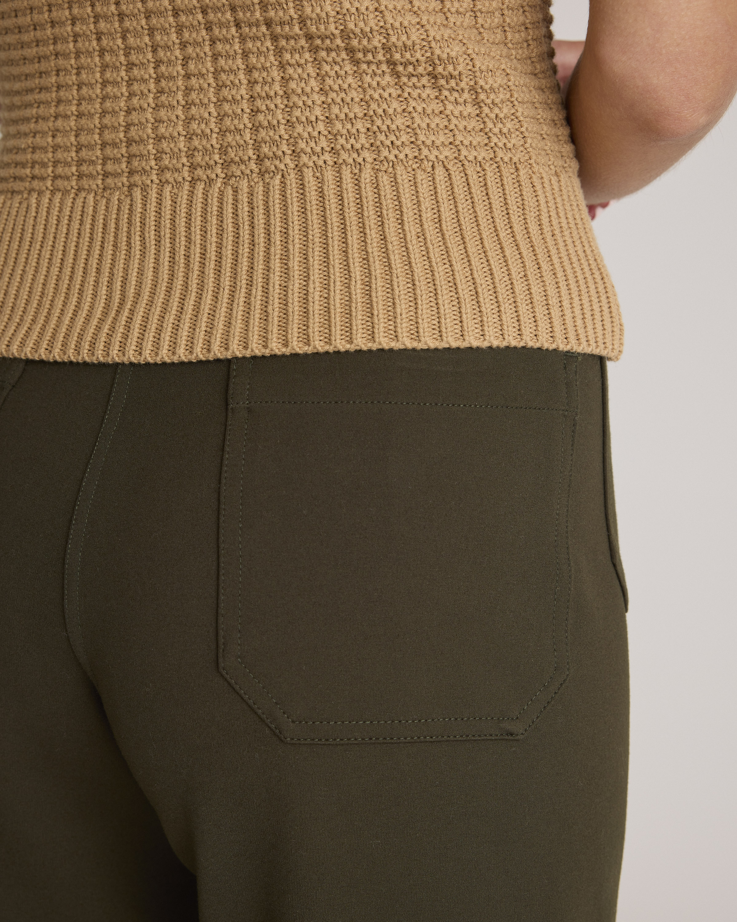 Women's Ultra-Stretch Ponte Cropped Wide Leg Pants in Olive