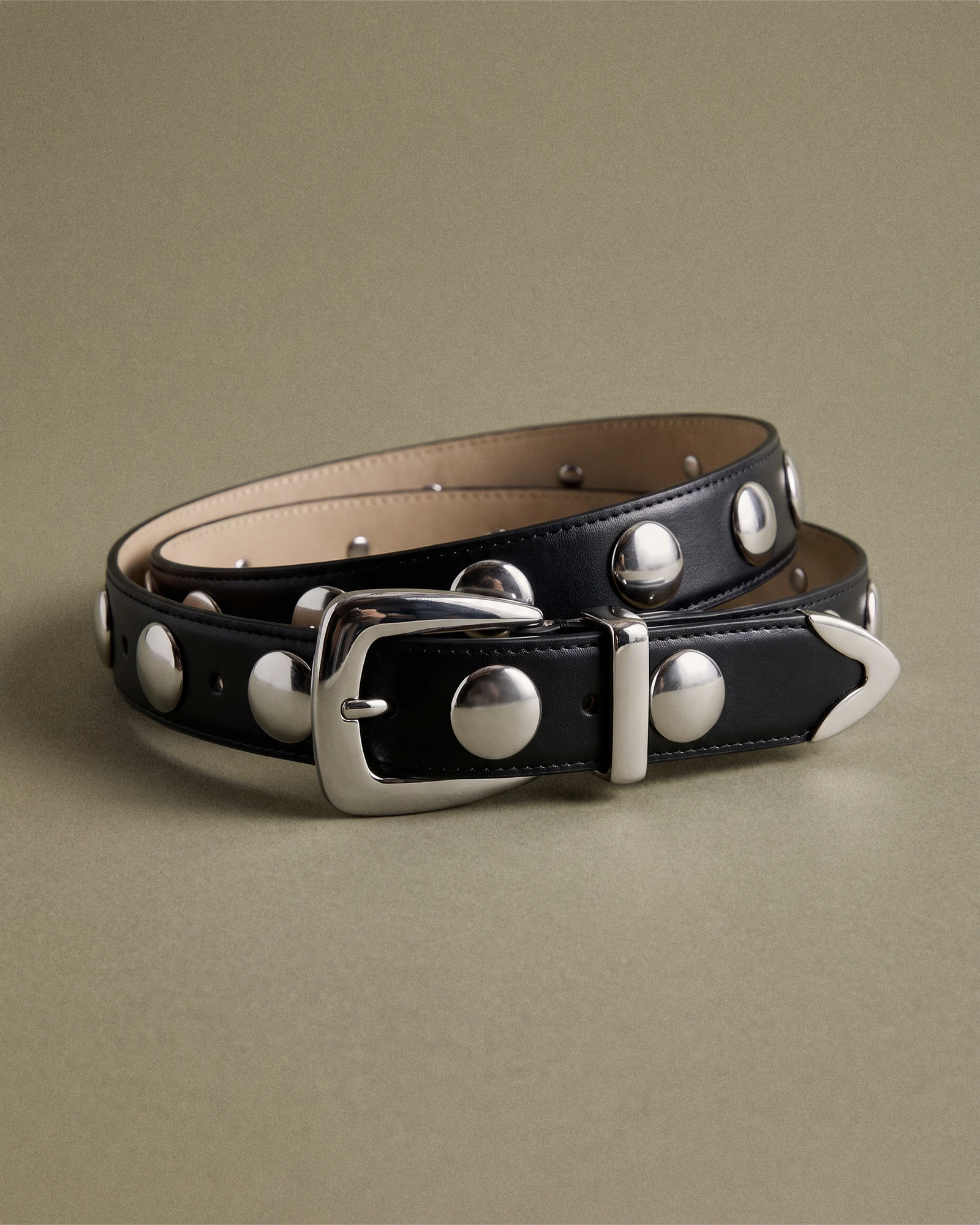Alyssa European Leather Studded Belt