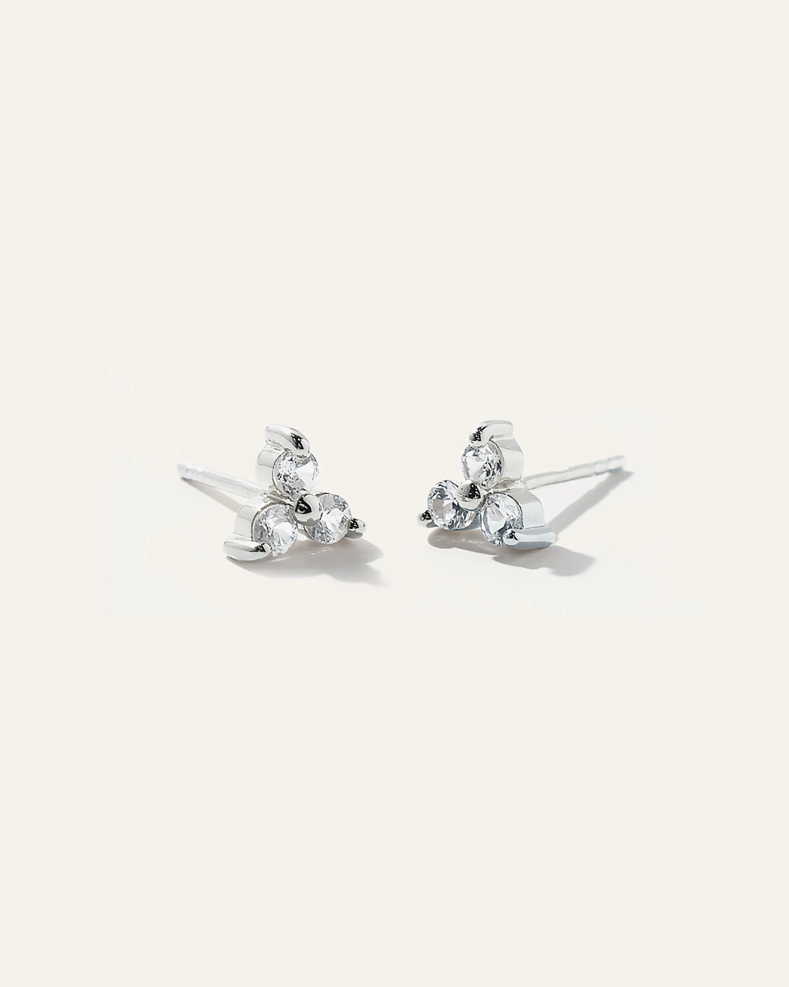 White Sapphire Triad Studs