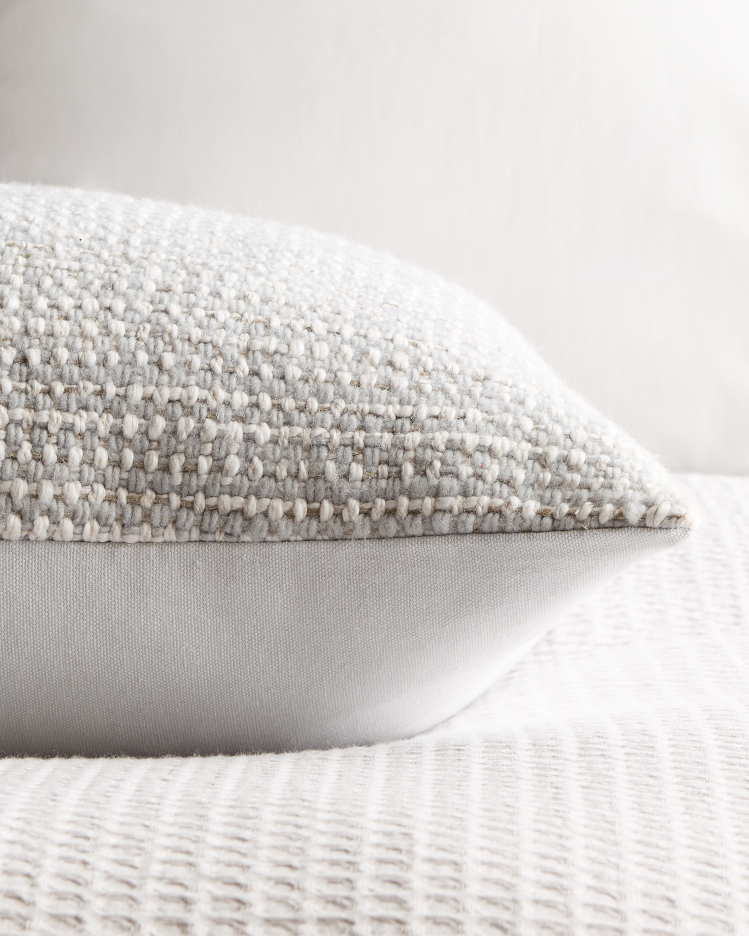 Wool Linen Textured Pillow Cover (Set of 2) - Grey, 20x20