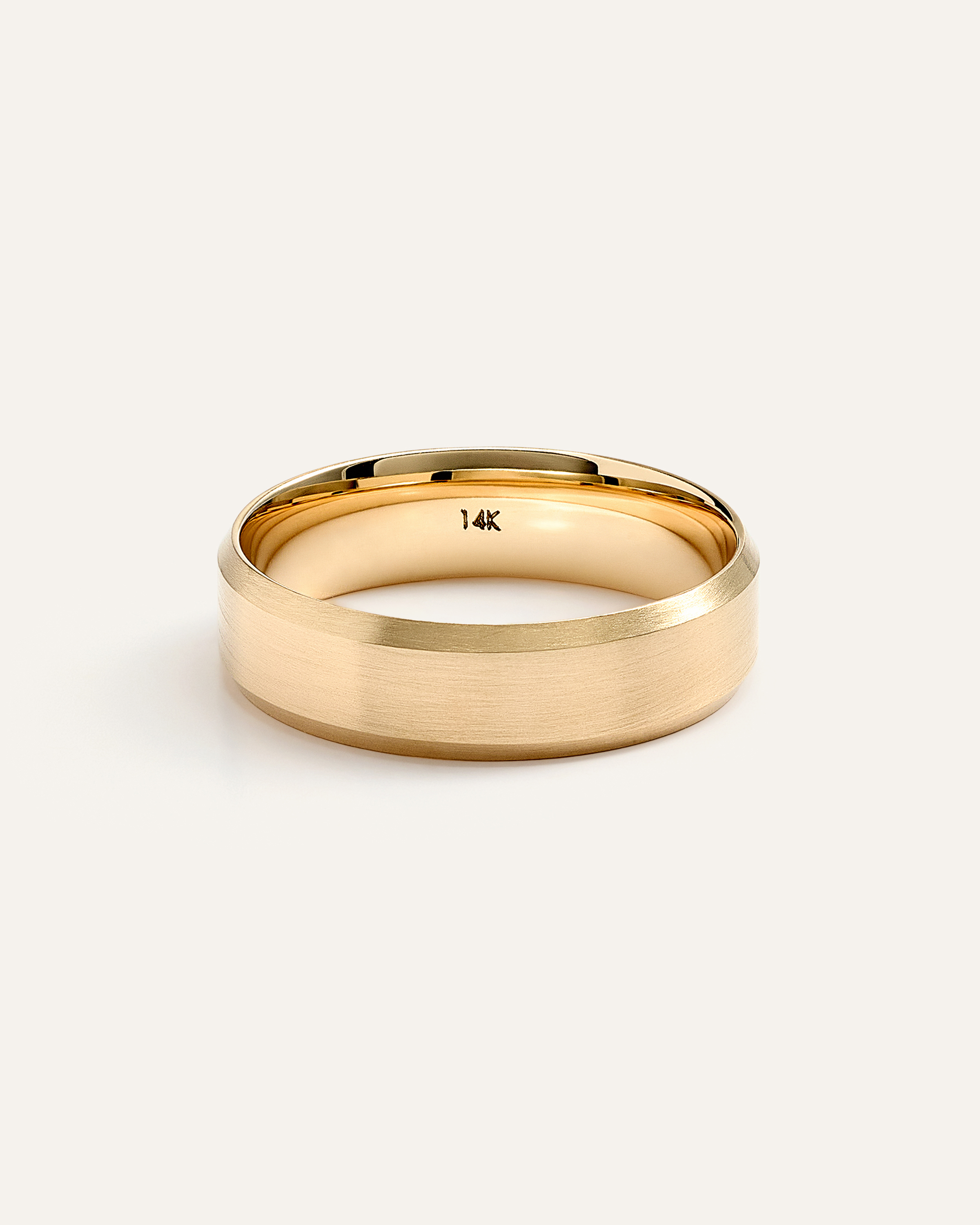 Yellow Gold Beveled Edge Satin Finish Band