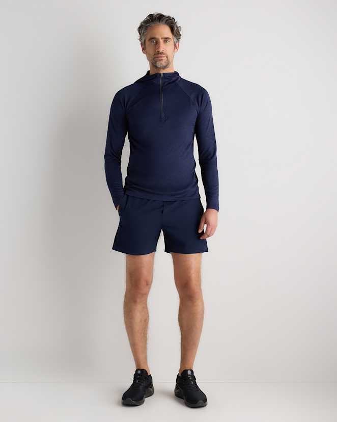 Heather Navy Mesh Performance Training Quarter Zip Hoodie