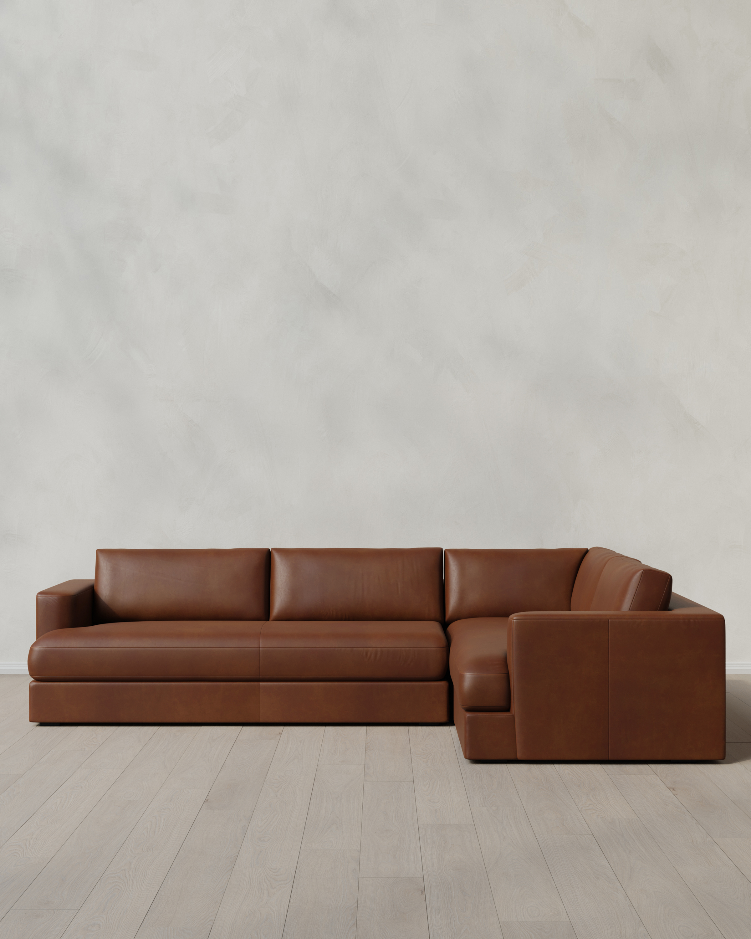 Espresso Sierra Curved Arm L Sectional in Leather