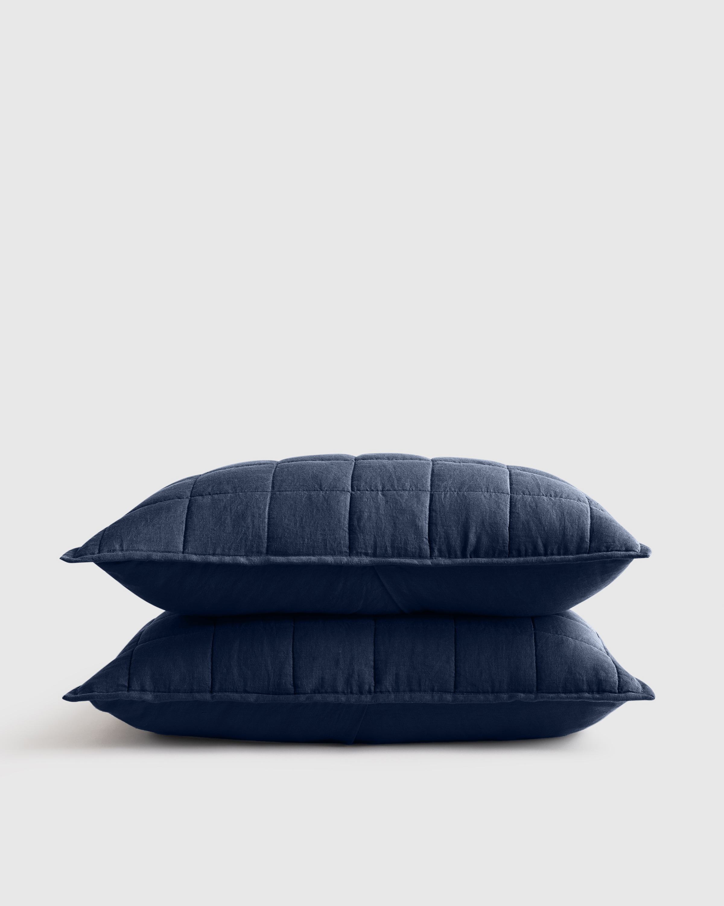 Navy European Linen Box Quilted Sham Set