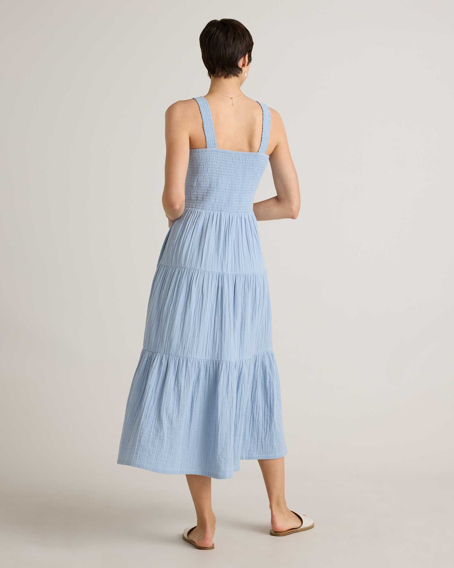 Women's Gauze Smocked Sleeveless Maxi Dress in Ocean Breeze, Size XL, Organic Cotton by Quince Women's Gauze Smocked Sleeveless Maxi Dress in Ocean Breeze, Size XL, Organic Cotton by Quince