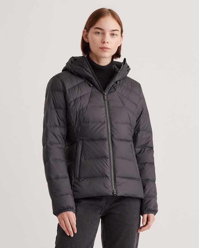 Black Lightweight Down Packable Puffer Hooded Jacket