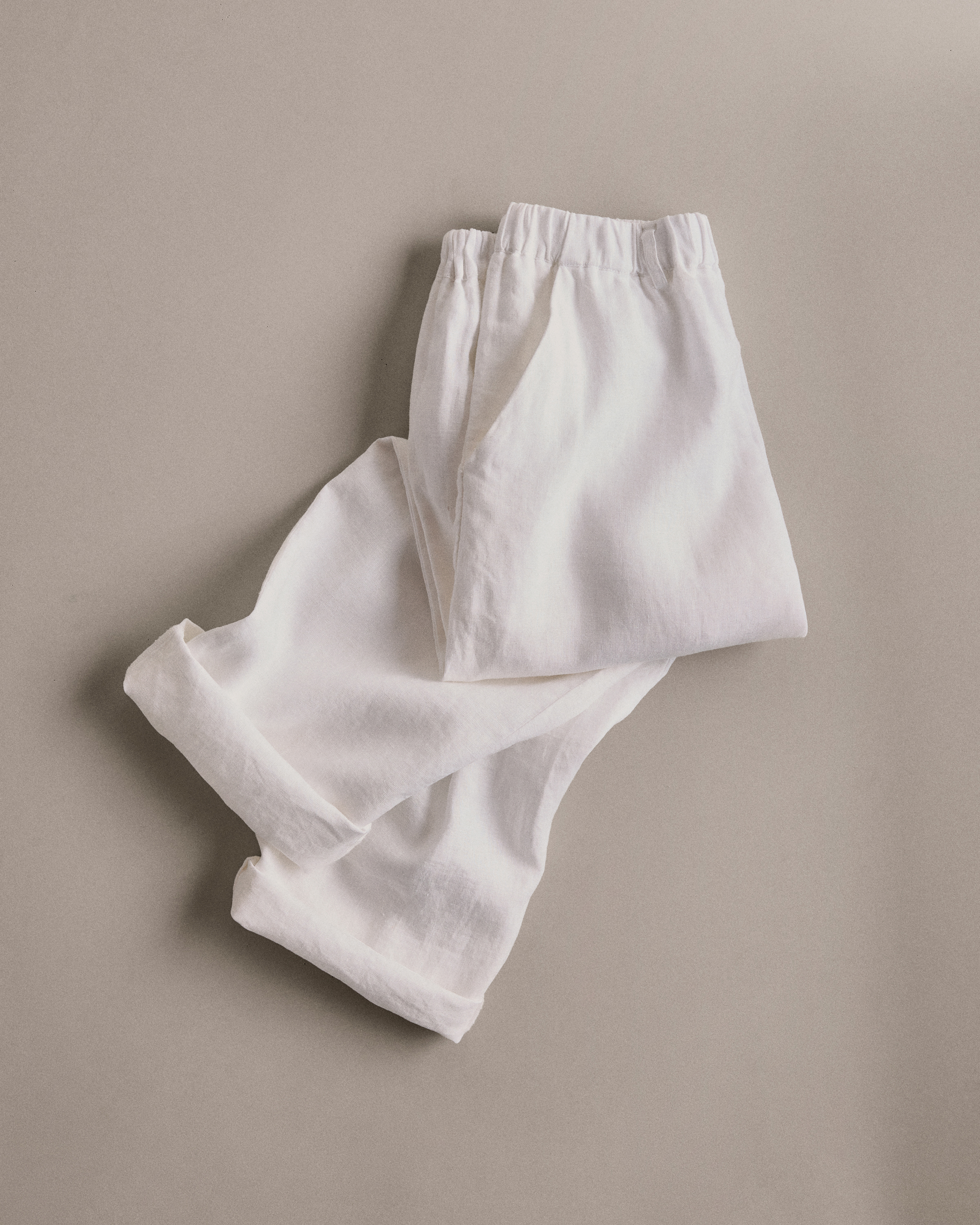 White 100% European Linen Pants