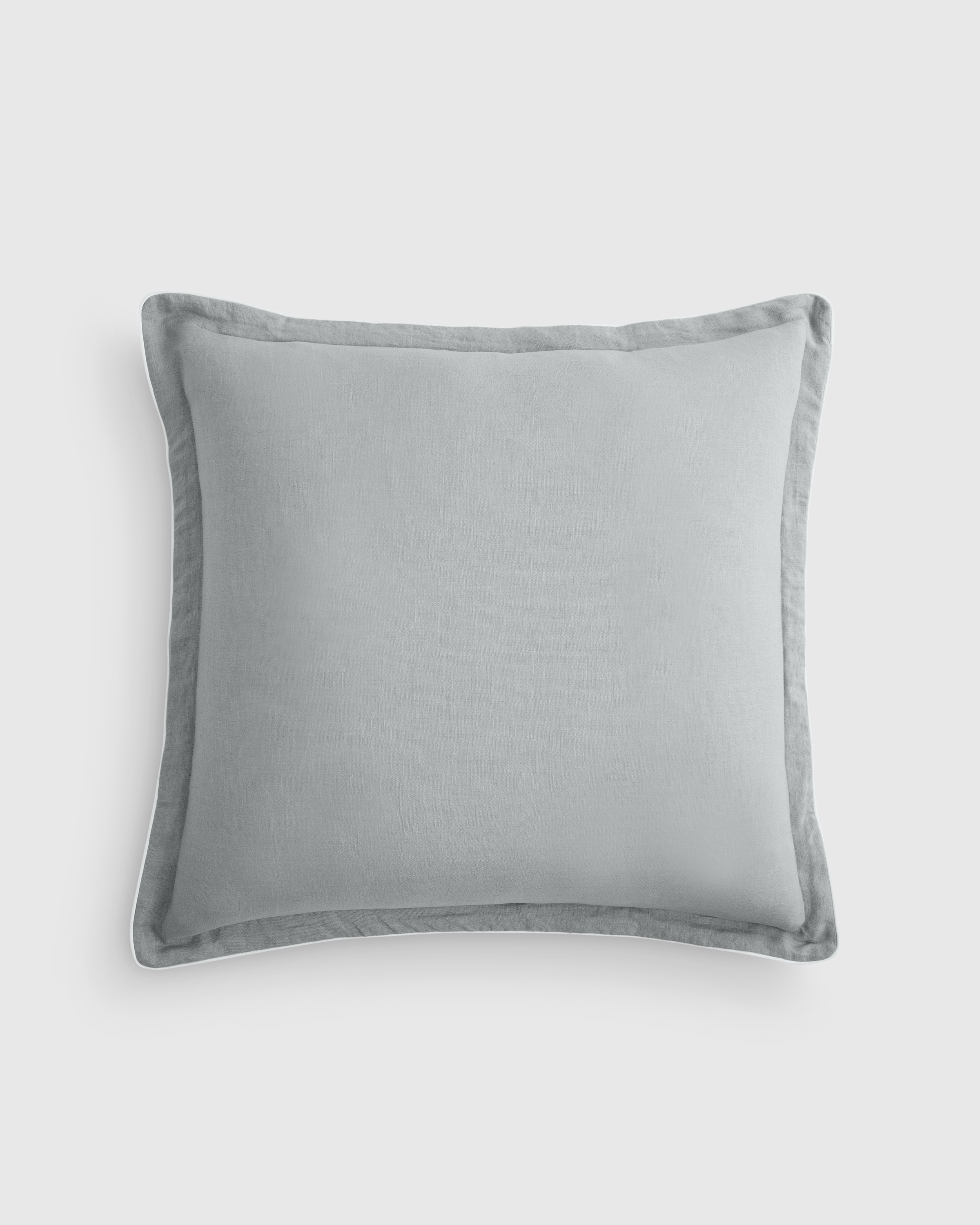 Mist/White European Linen Piped Euro Sham 