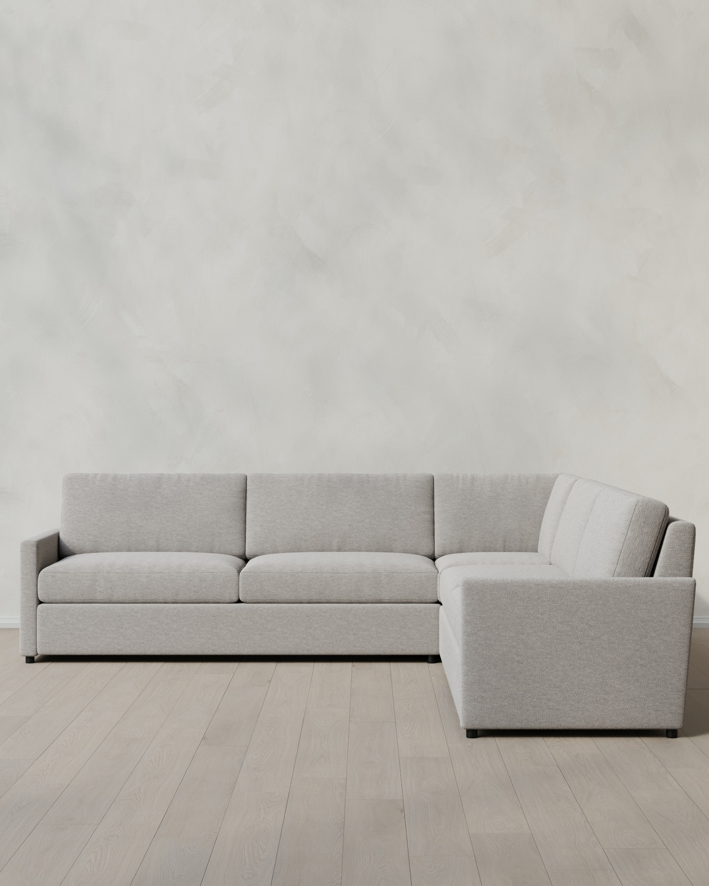 Quince | Brennan L Sectional in Performance Basketweave in Fog, Size 127x127, Polyester