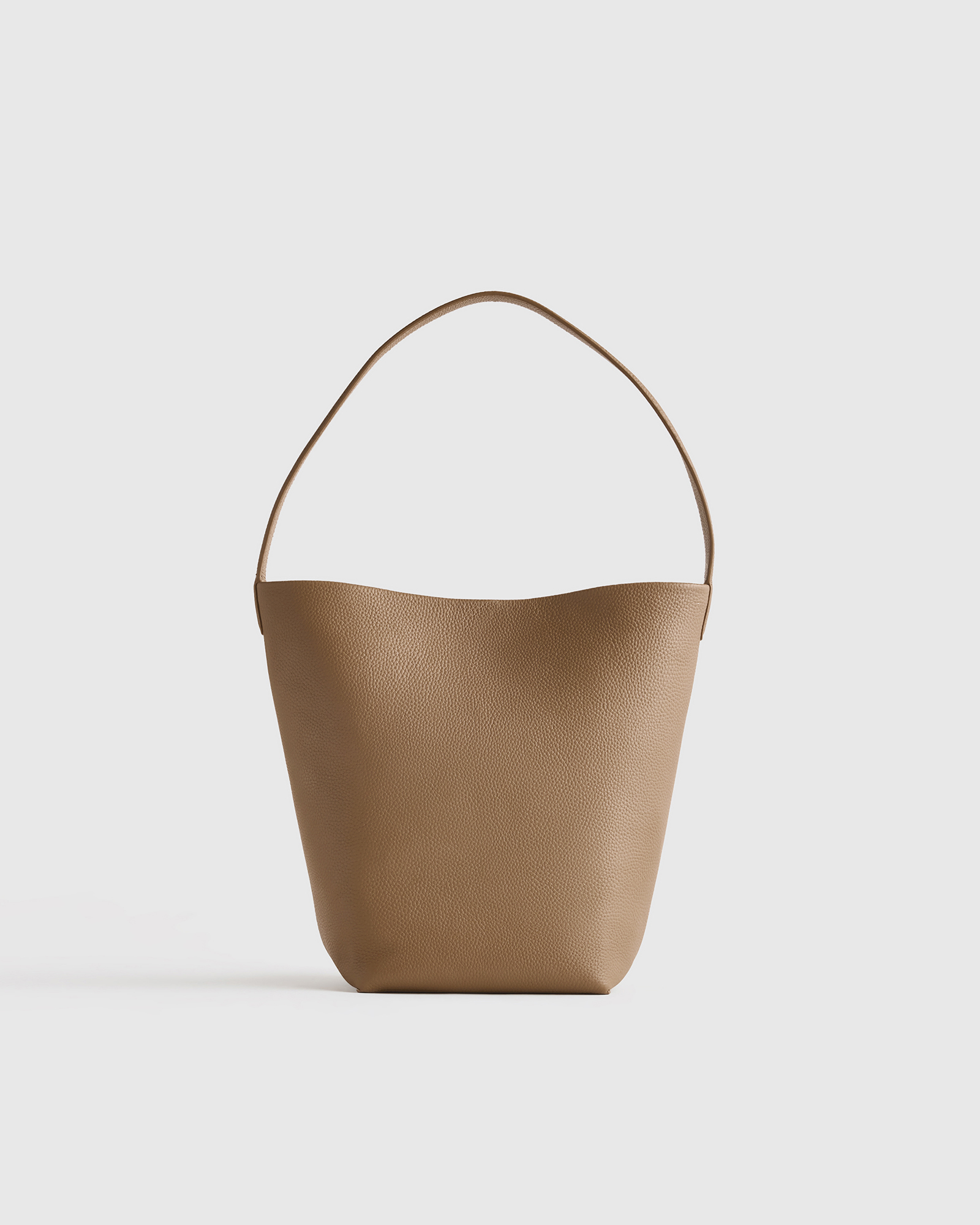 Warm Taupe Italian Leather Soft Bucket Shoulder Bag