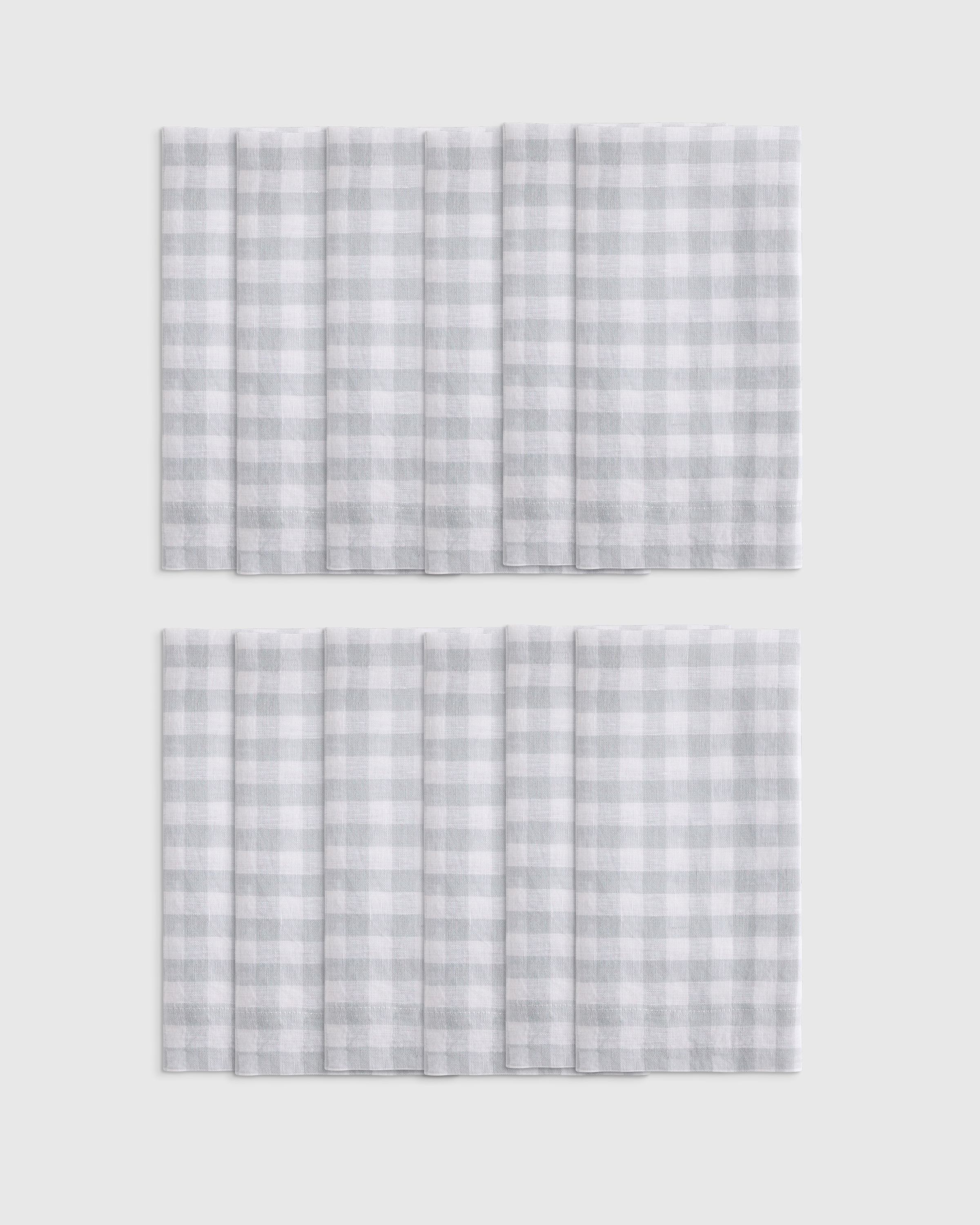Blue Fog Gingham European Linen Wide-Hem Napkins (Set of 12)