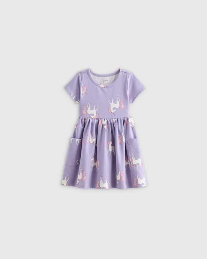 Lilac Unicorn Organic Cotton Fit and Flare Pocket Dress