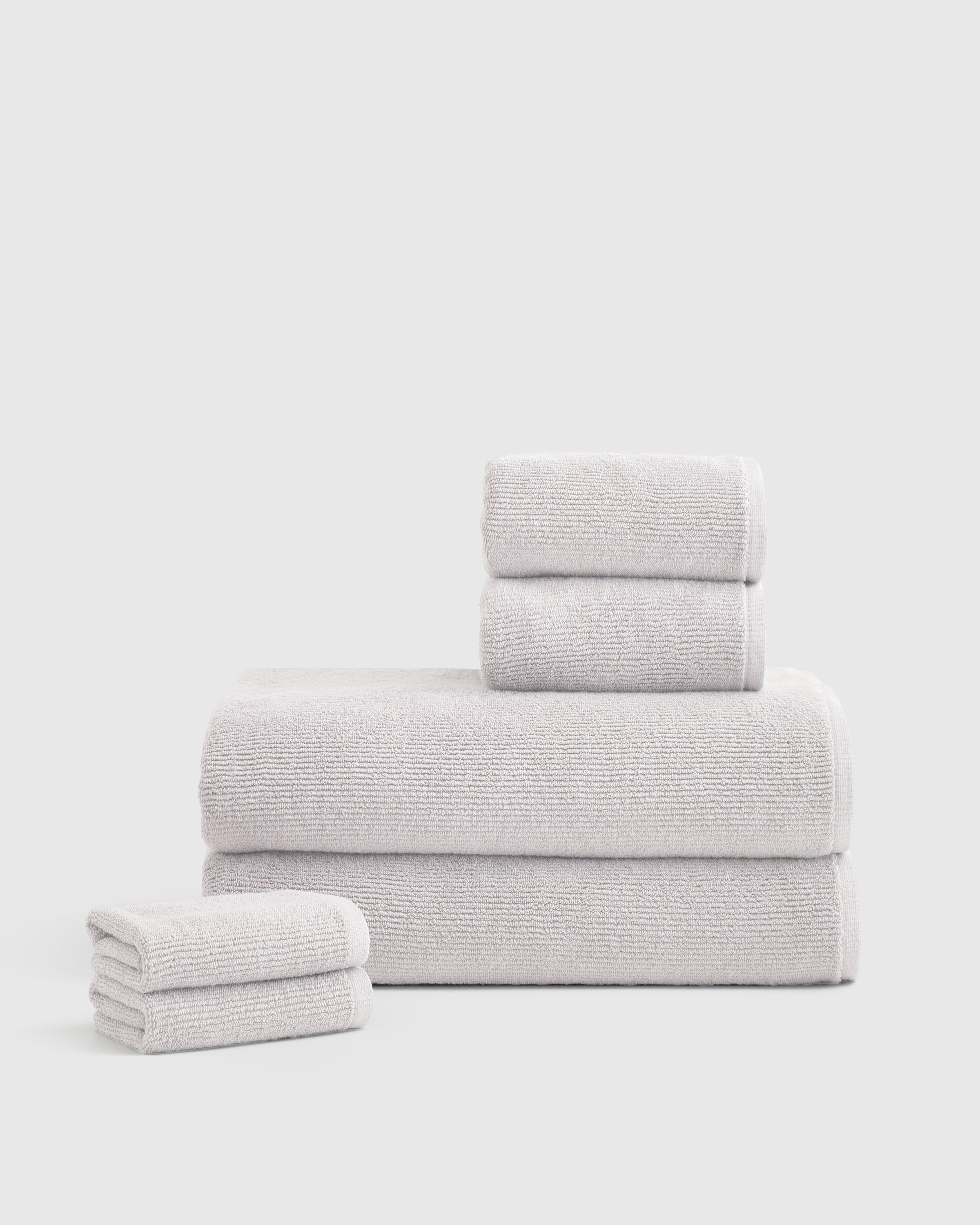 Silver Turkish Ribbed Quick Dry Bath Sheet Bundle