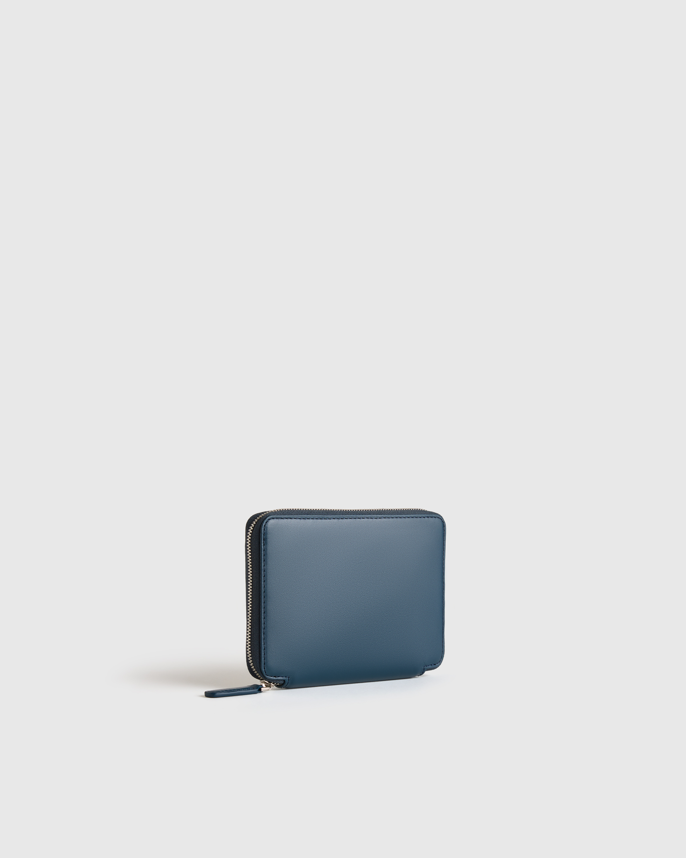 Nappa Leather RFID Zip Travel Wallet in Navy