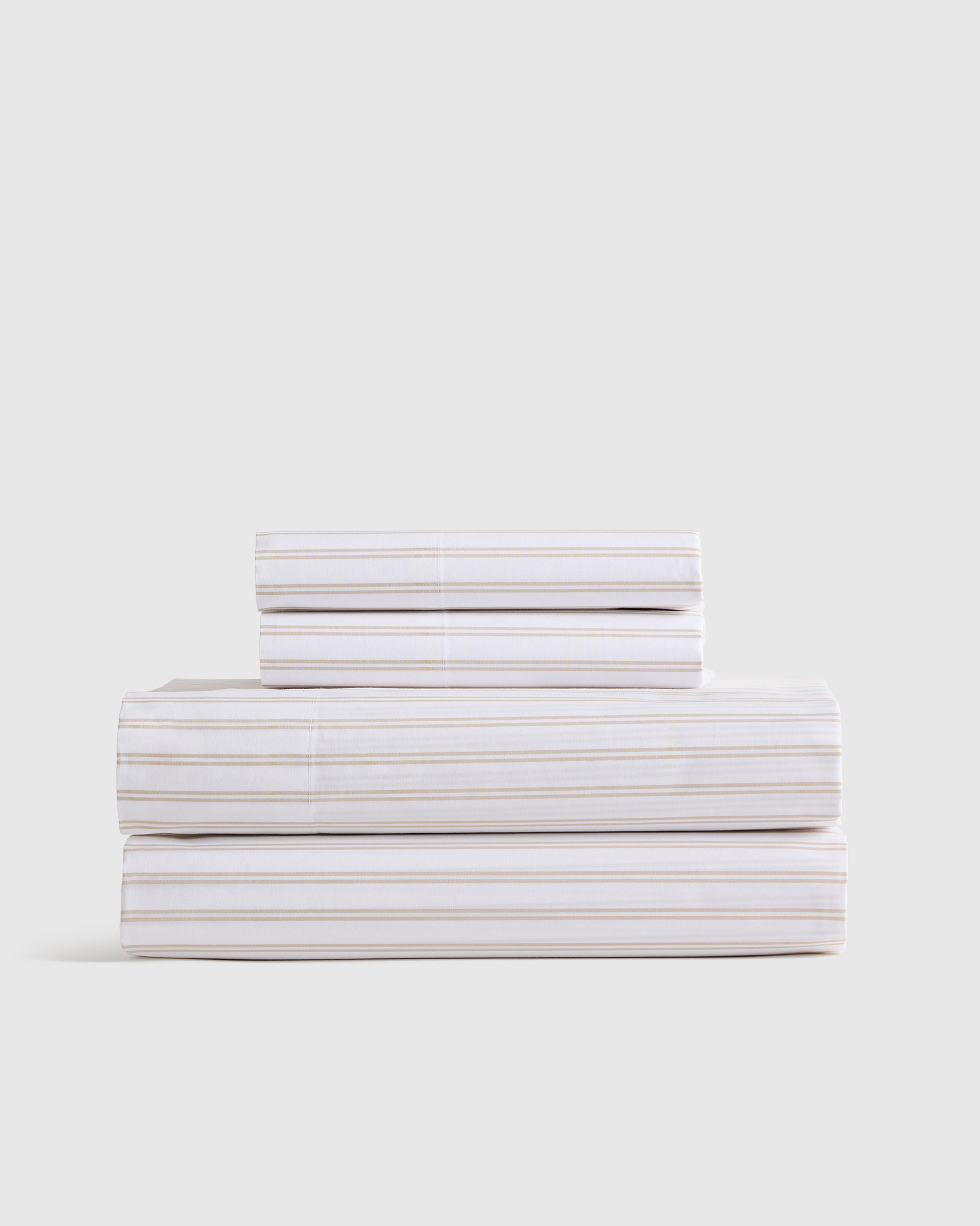 Double Stripe Toffee Organic Crisp Percale Sheet Set