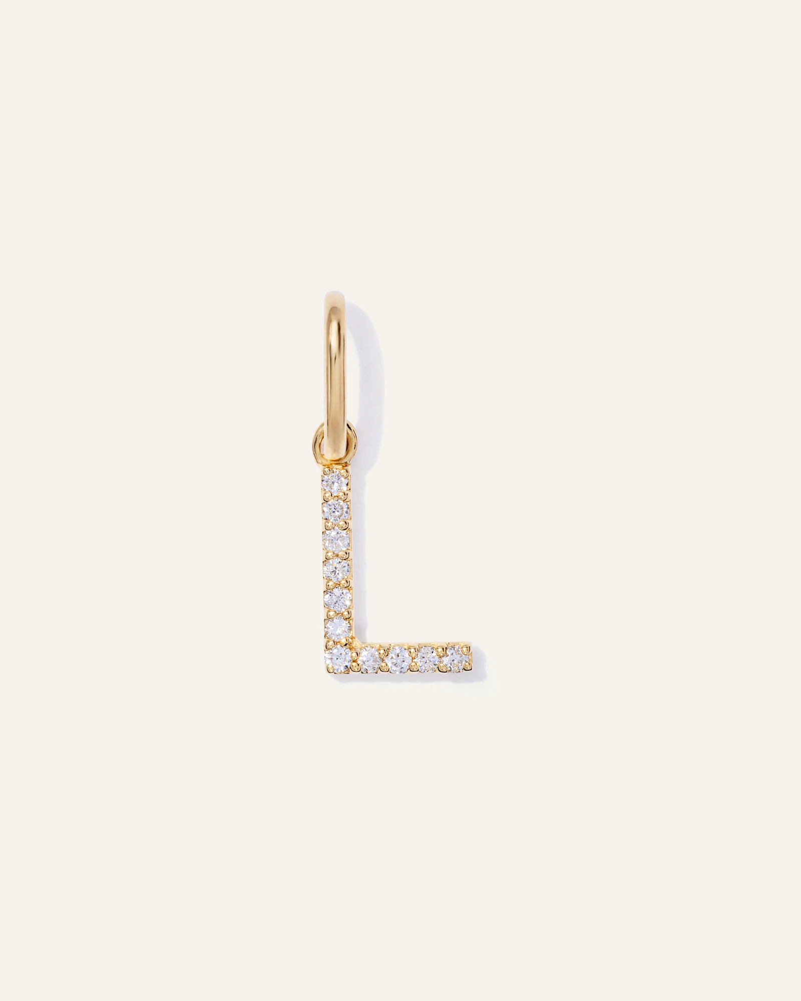 14K Gold Diamond Letter Charm - L in Yellow Gold