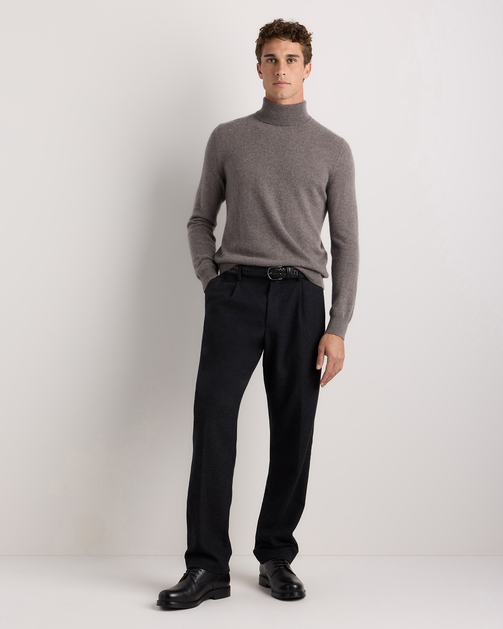 Mongolian Cashmere Turtleneck Sweater in Elk Brown