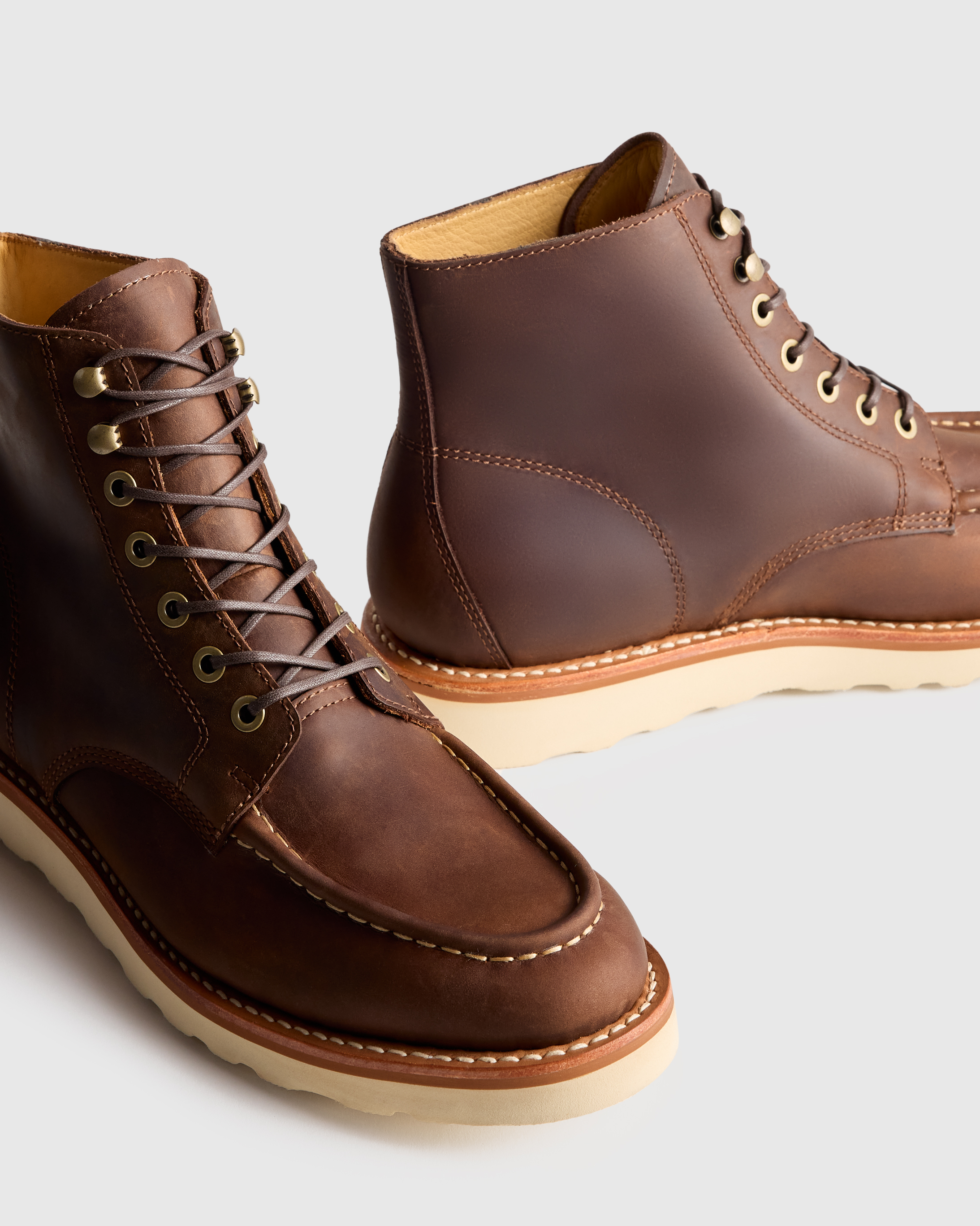Crafted Leather Moc Toe Boot in Cafe
