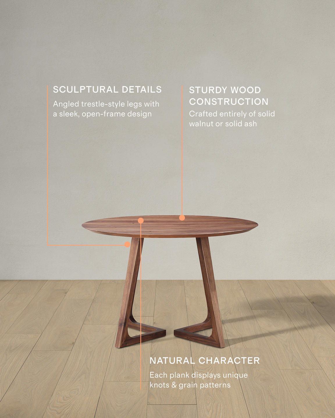 Solid Walnut Round Midcentury Dining Table - thumbnail 3