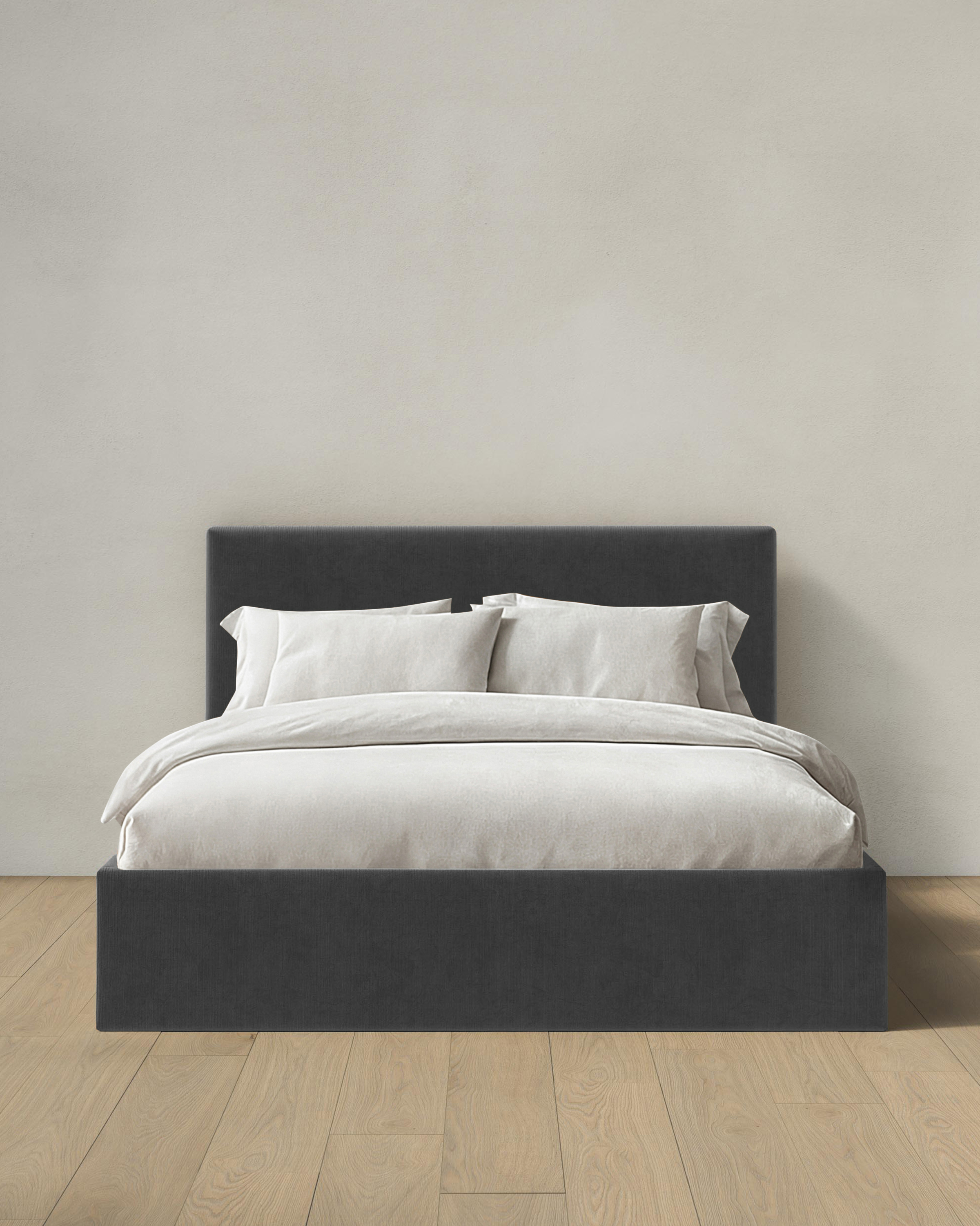 Graphite Square Bed in Performance Velvet