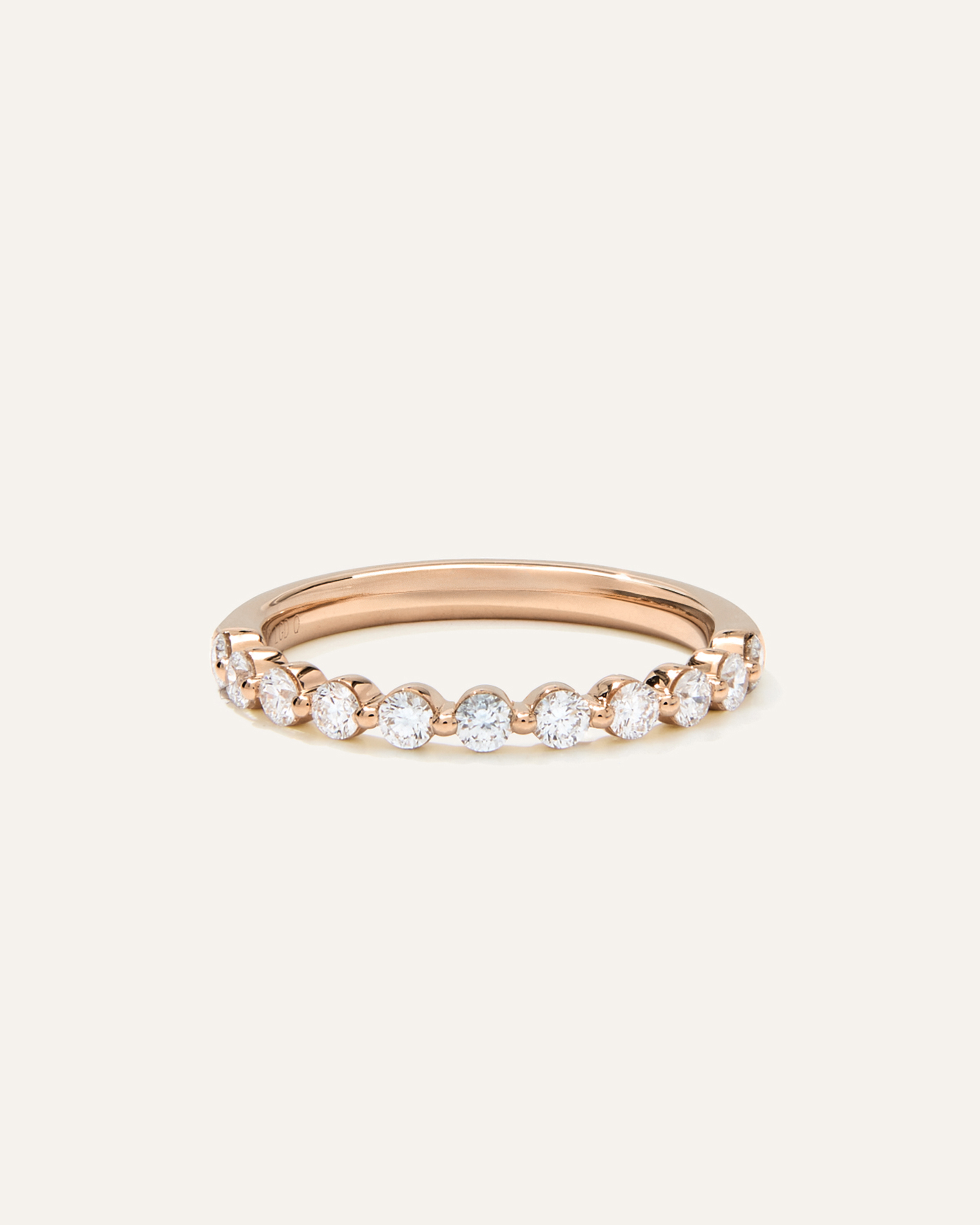 Rose Gold Lab Grown Diamond Single Shared Prong Halfway Band