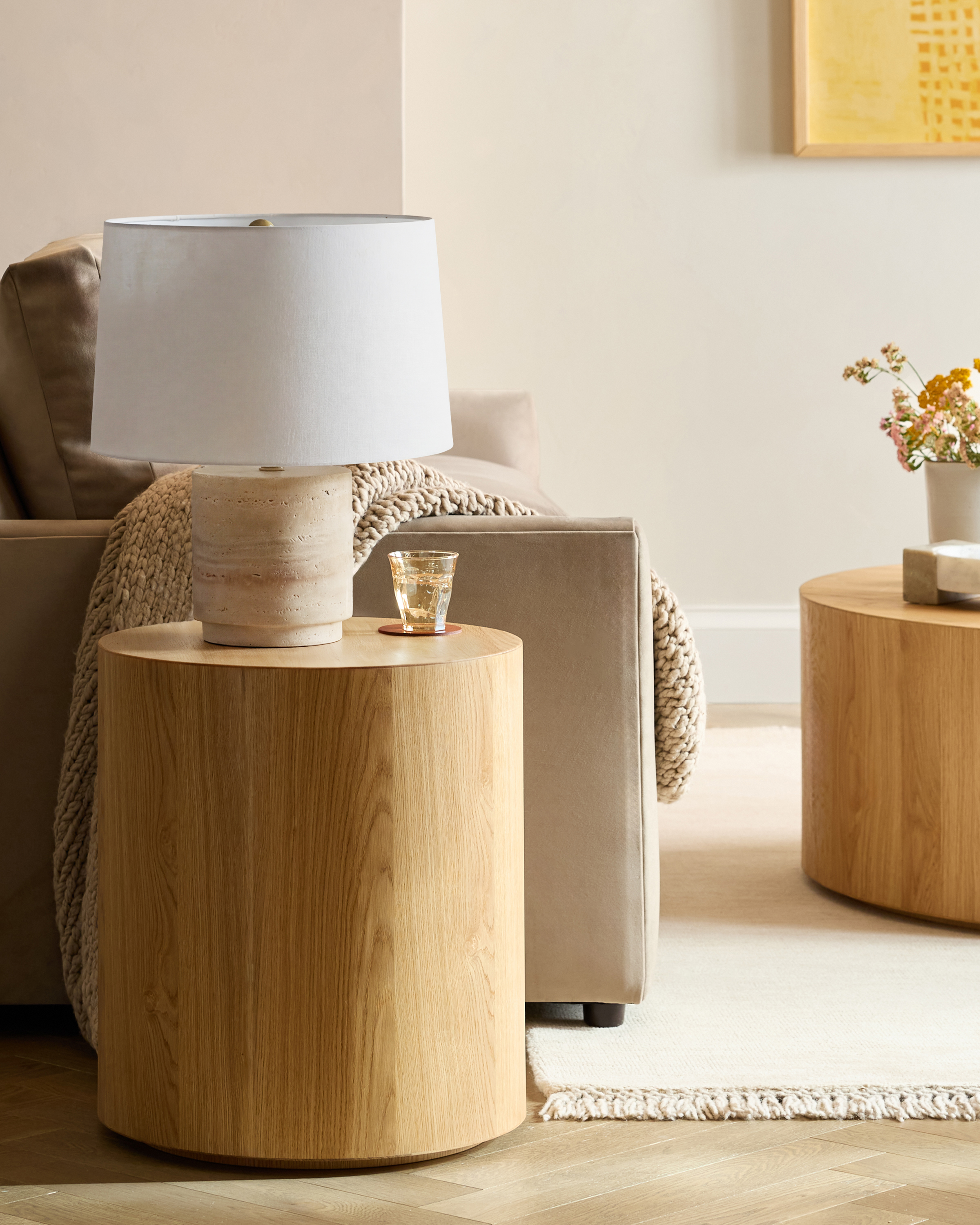 Wide Travertine Table Lamp - thumbnail 4