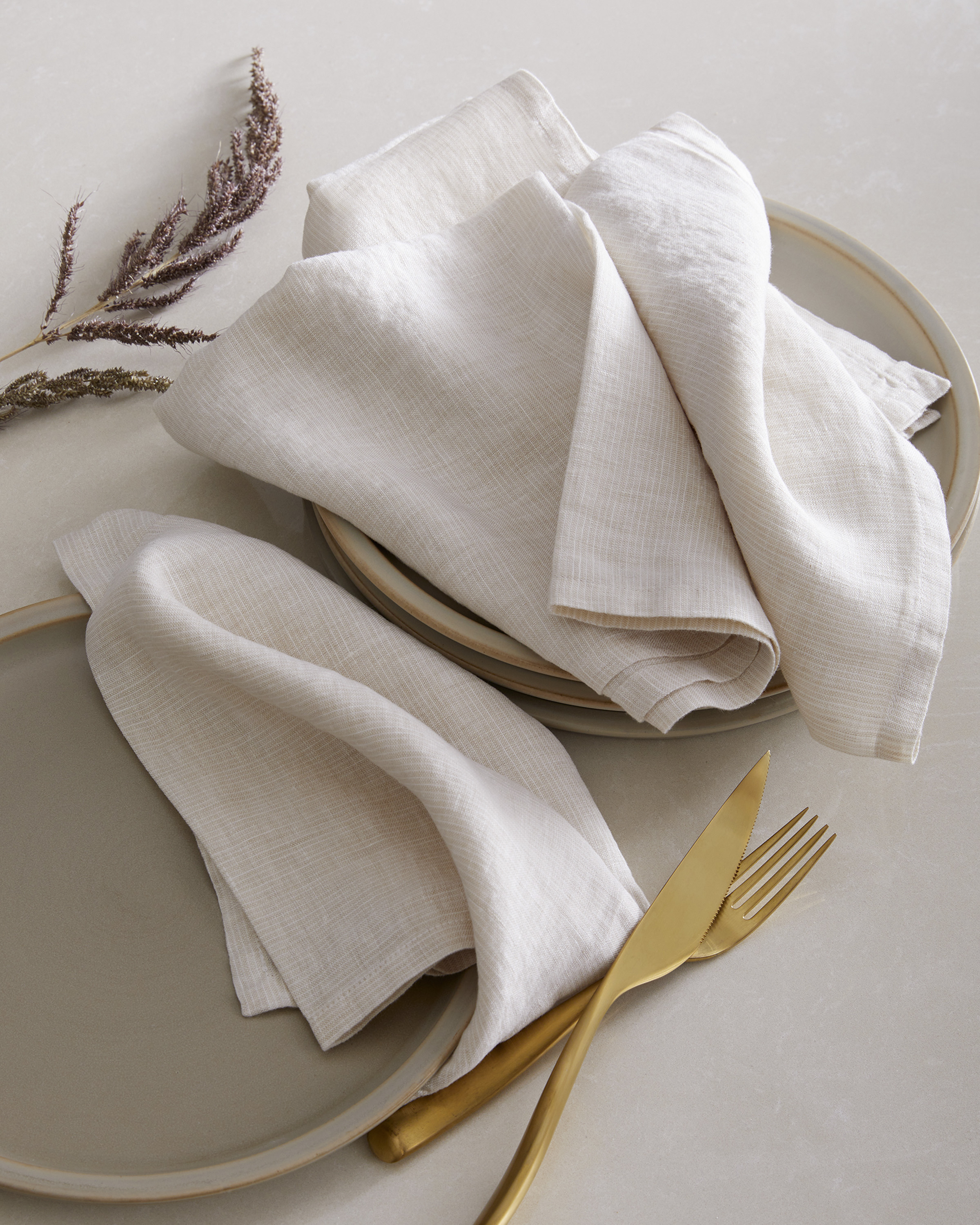Napkins LinenStripe NaturalWhite 1316
