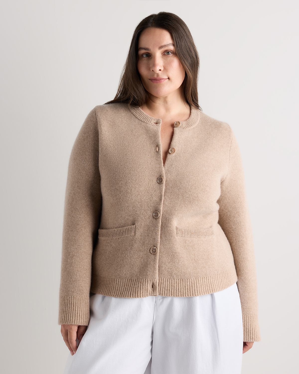 Oatmeal Mongolian Cashmere Structured Cardigan