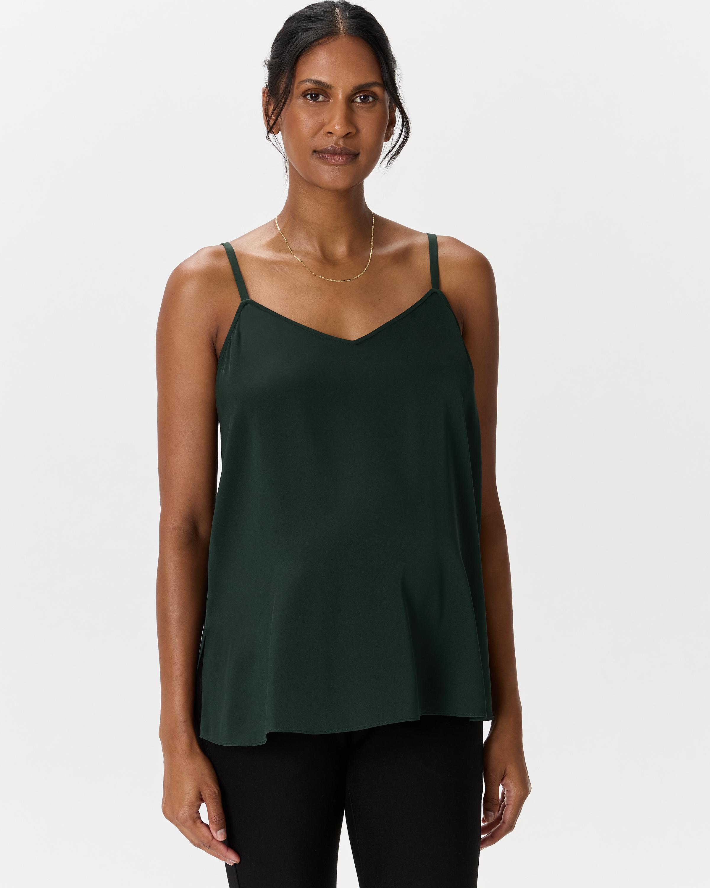 Forest Green Washable Stretch Silk V-Neck Maternity Cami