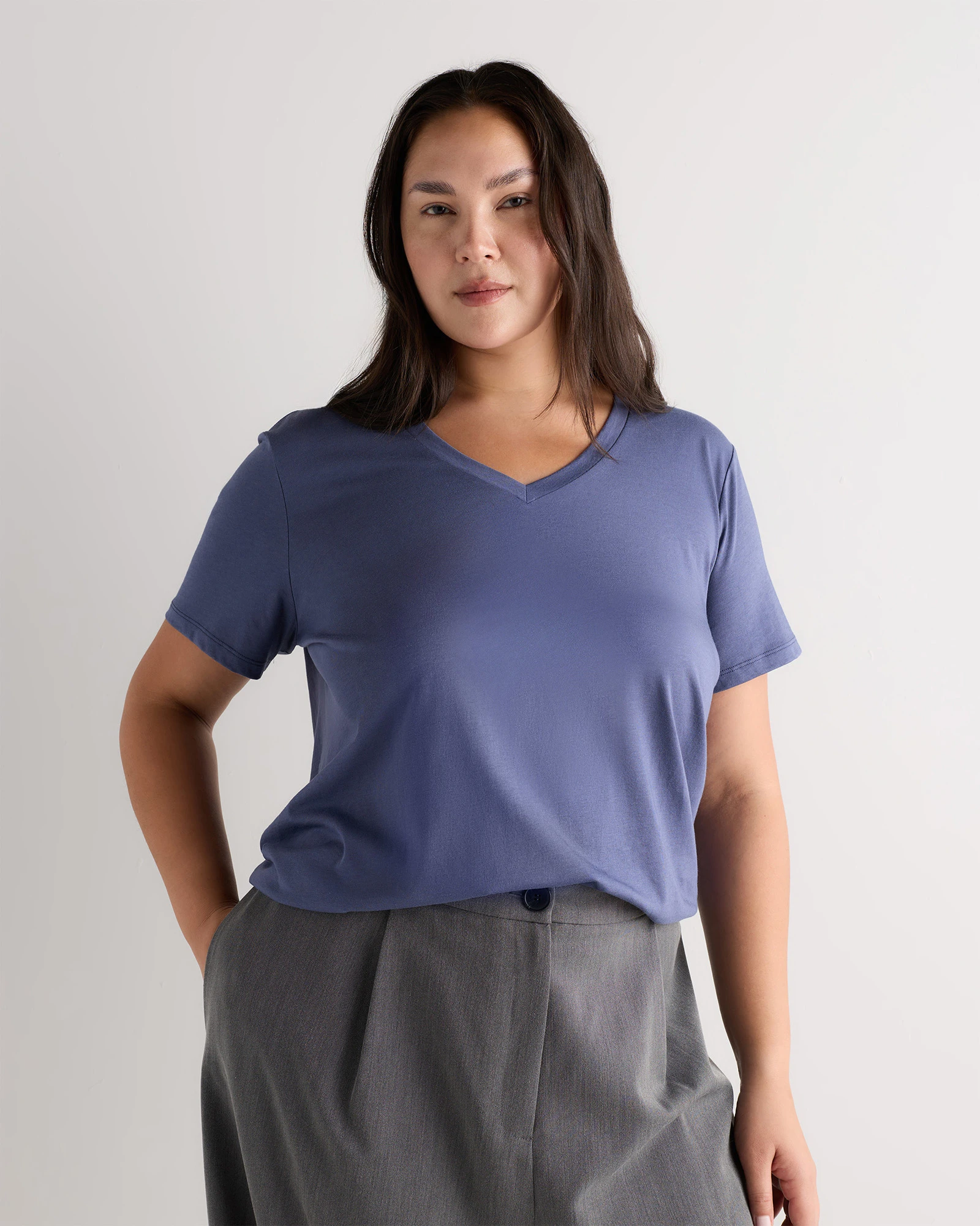 Women's Plus Size Cotton Modal V-Neck Tee