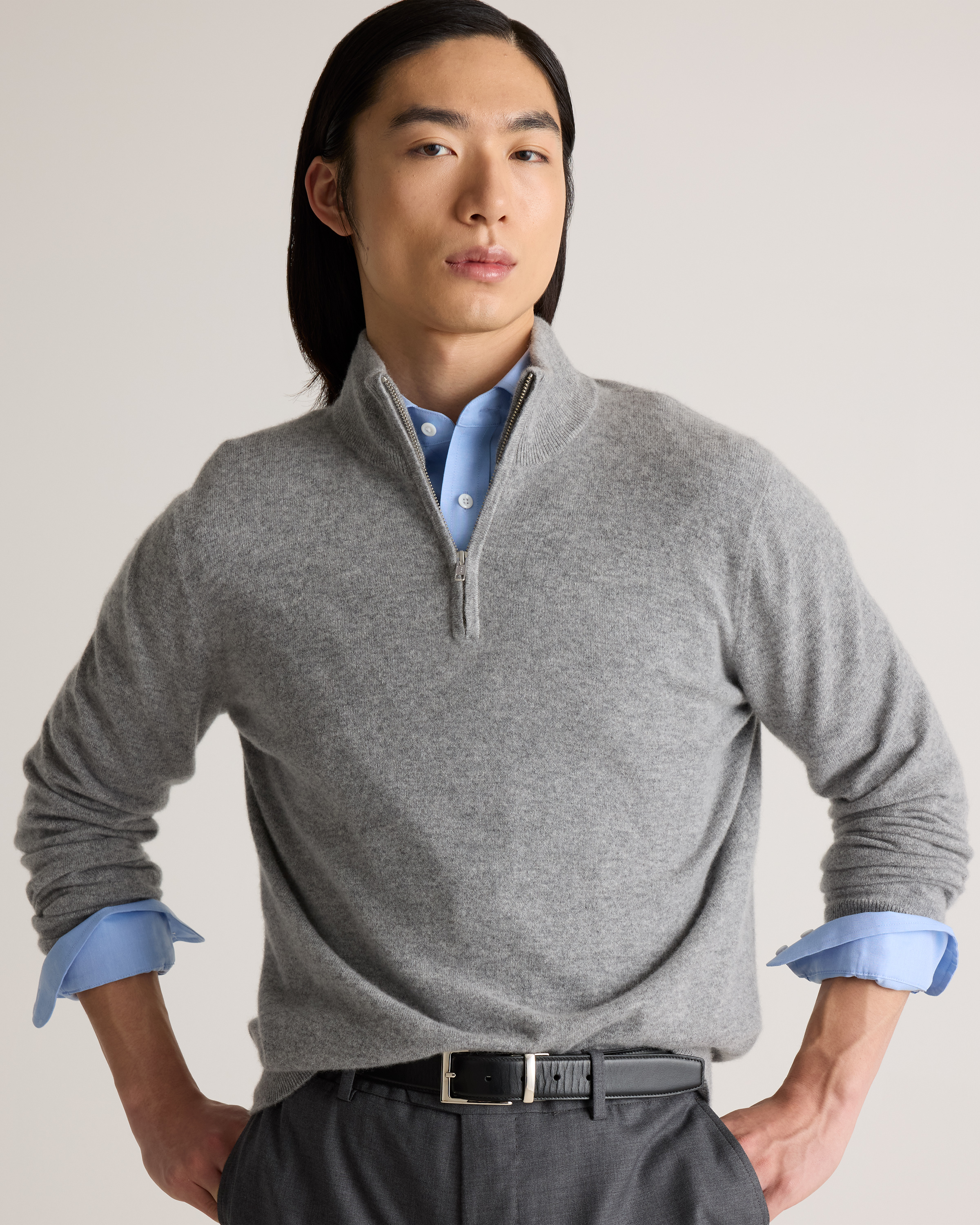dark royal blue dress shirt Non-Iron Cotton Solid Dress Shirt With Contrast Trim