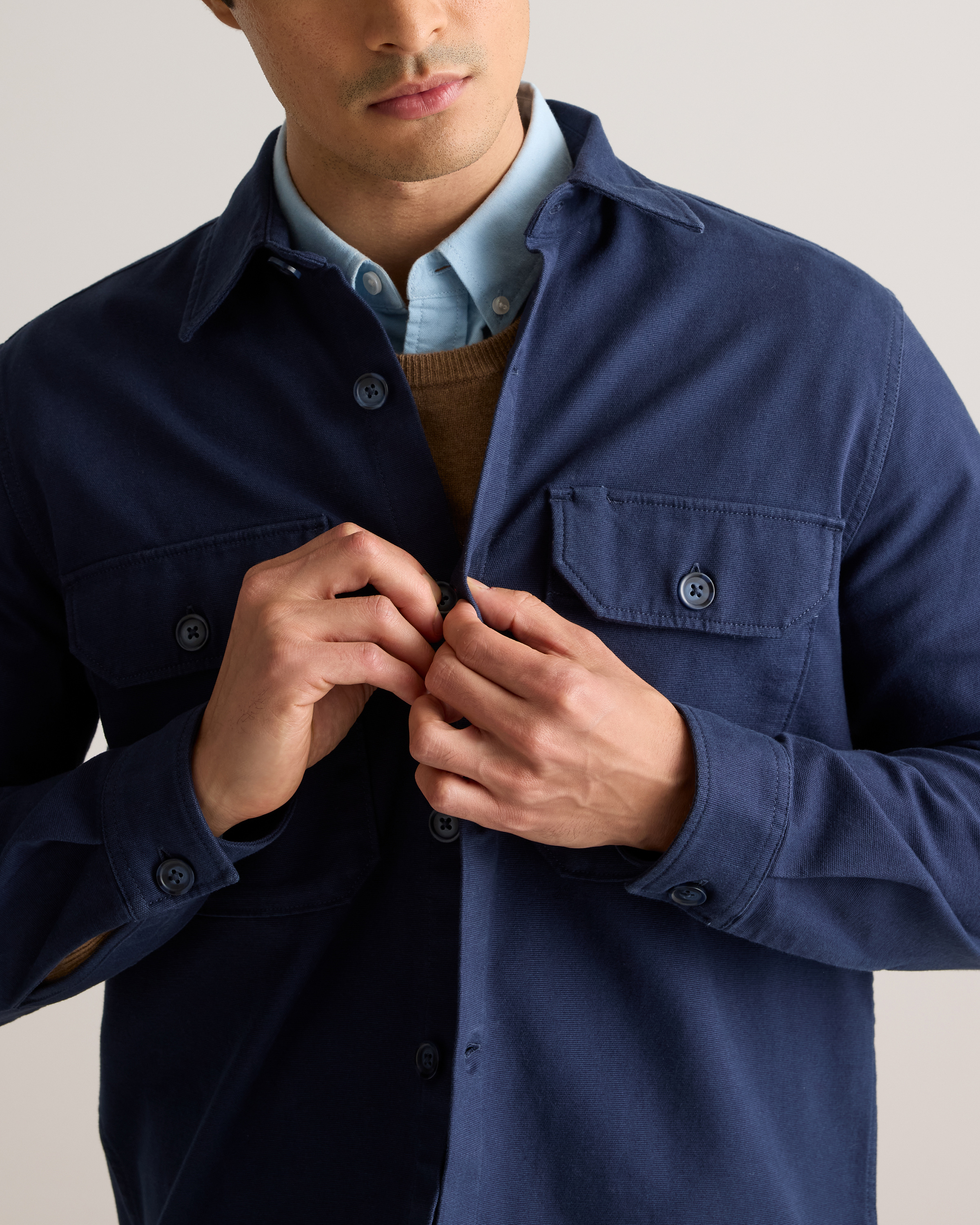 deres double layered shirt jacket navy