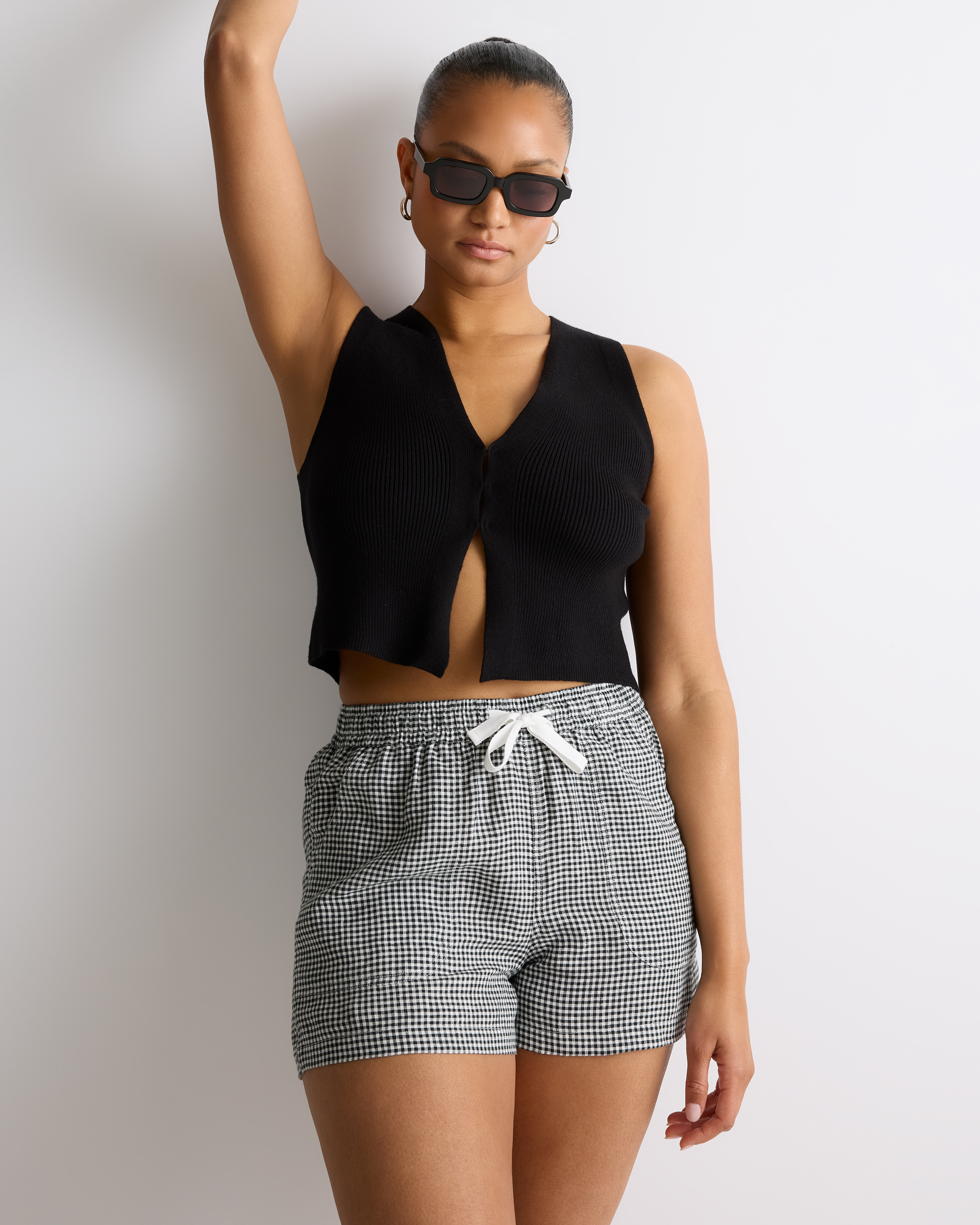 パンツ us clothing/gingham check short pants A New Day Shorts Womens Sz Small Black White Gingham Check