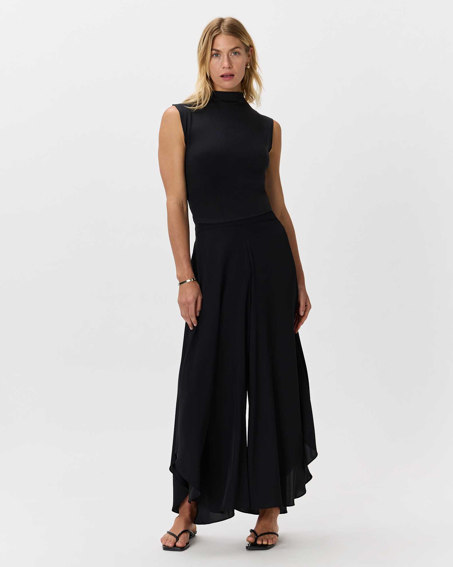 Washable Stretch Silk Palazzo Pants in Black Washable Stretch Silk Palazzo Pants in Black
