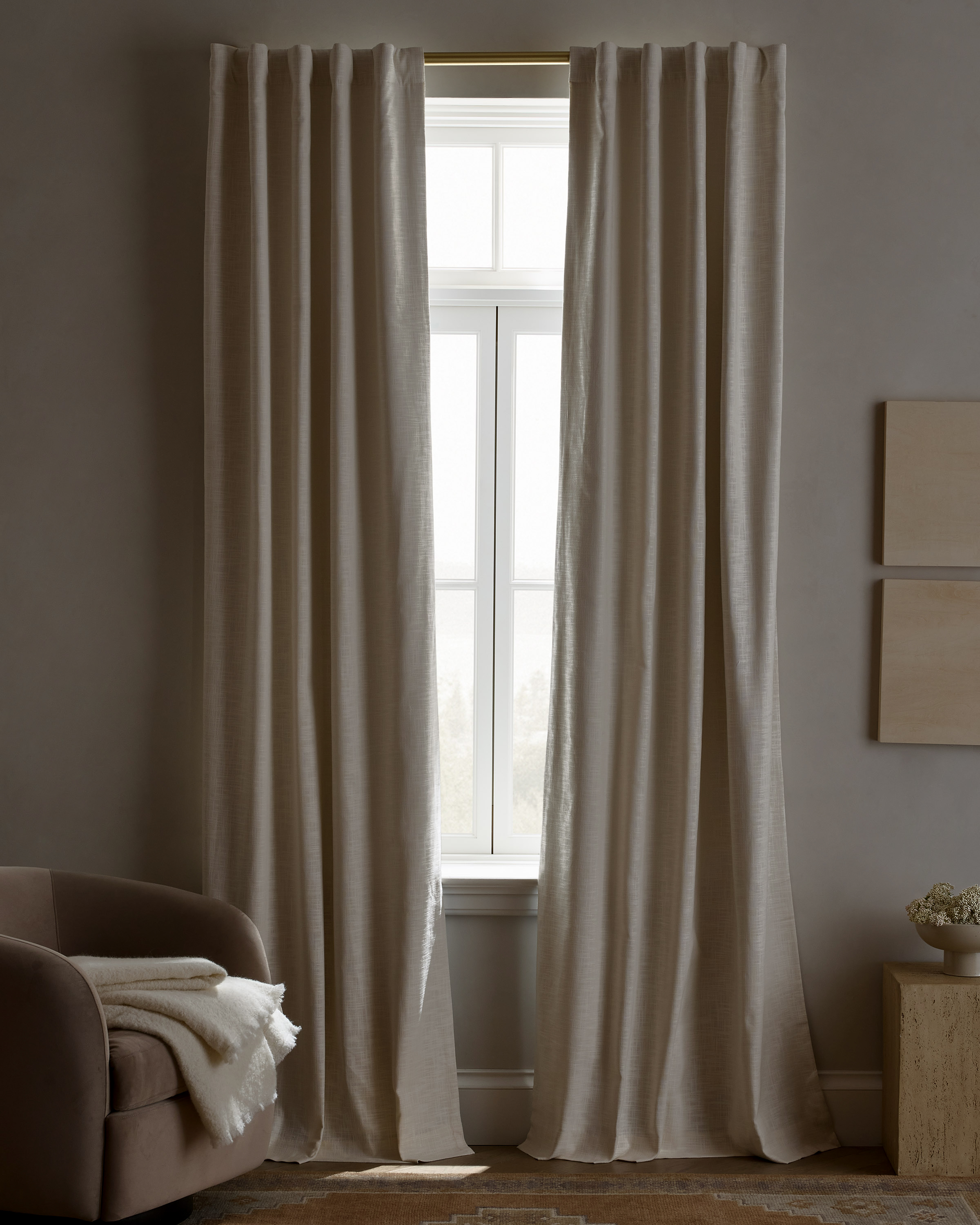 Ivory Textured Cotton True Blackout Curtain