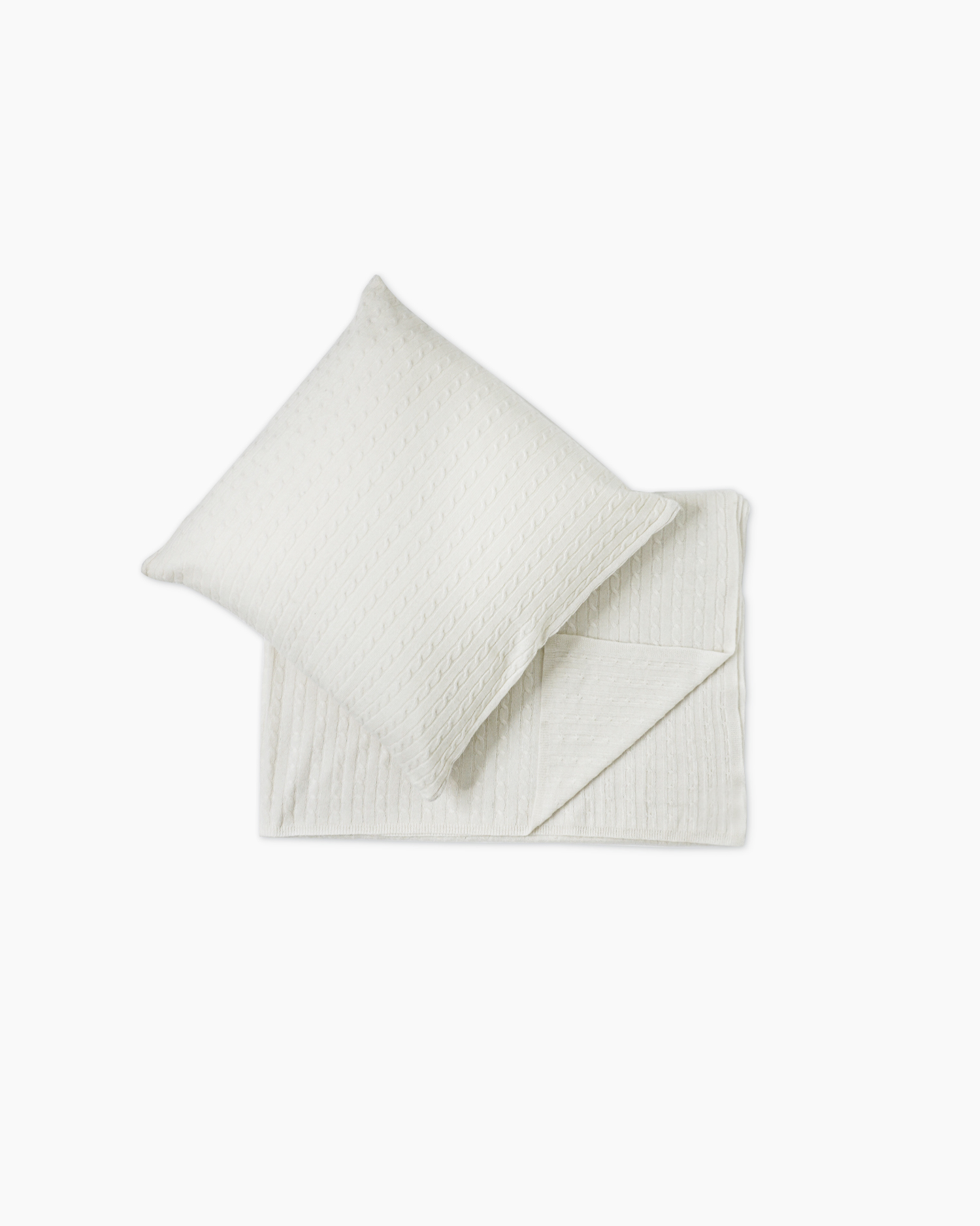 Cable Knit Cashmere Throw & Pillow Cover Set